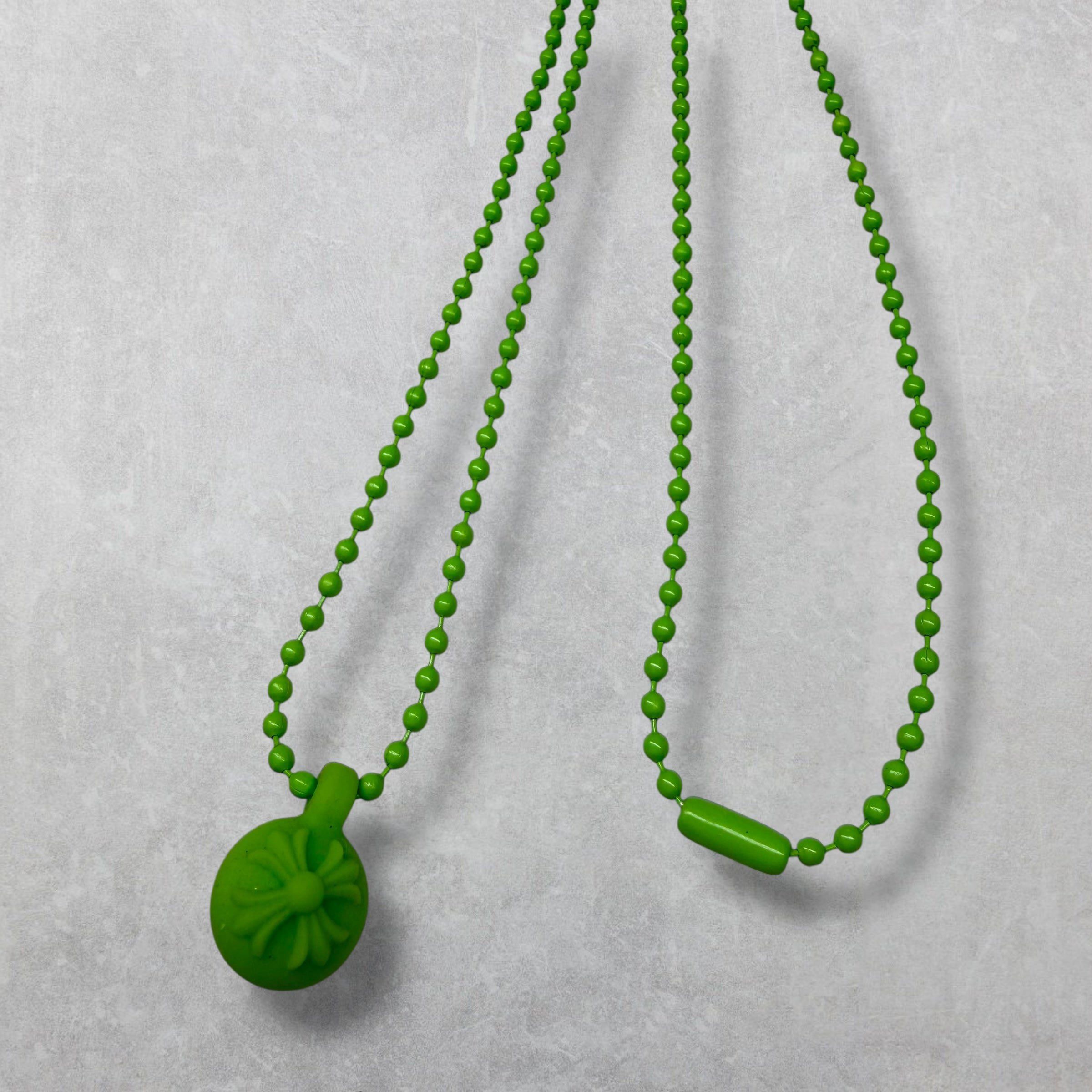 Chrome Hearts Chrome Hearts Silichrome Cross Ball Charm Necklace Green Size ONE SIZE - 1 Thumbnail