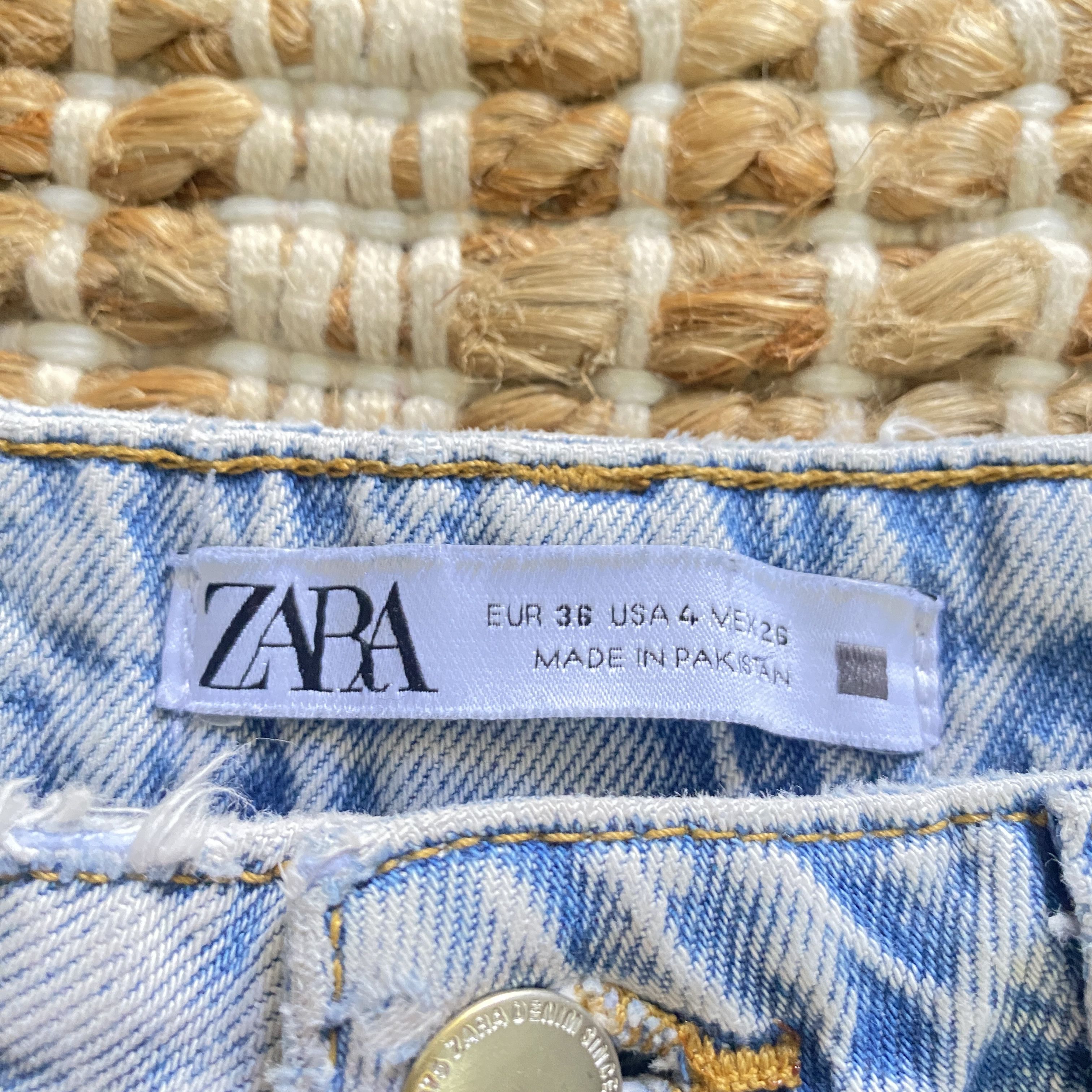 Zara High Waist Comfort Mom Fit Distressed Hem Jeans Size 27" / US 4 / IT 40 - 6 Thumbnail