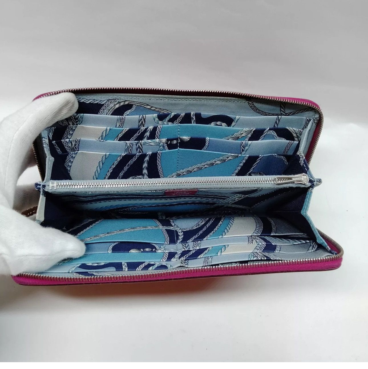 Hermes Hermes AZAP Long Pink Leather Silk Wallet Excellent Cond Size ONE SIZE - 4 Thumbnail