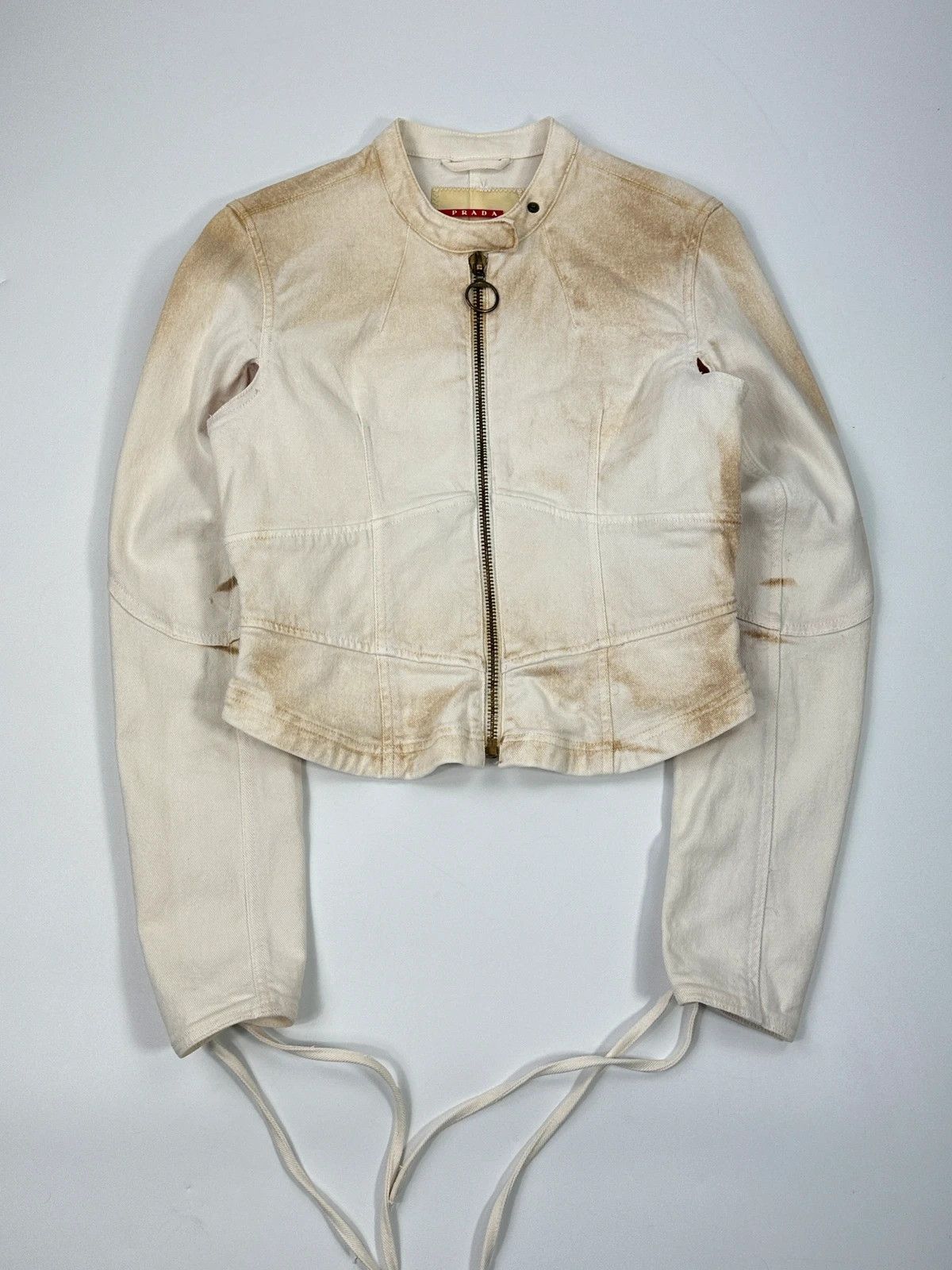 Prada Prada Sport SS2003 White Dust Fade Wash Denim Lace Jacket Size M / US 6-8 / IT 42-44 - 1 Thumbnail