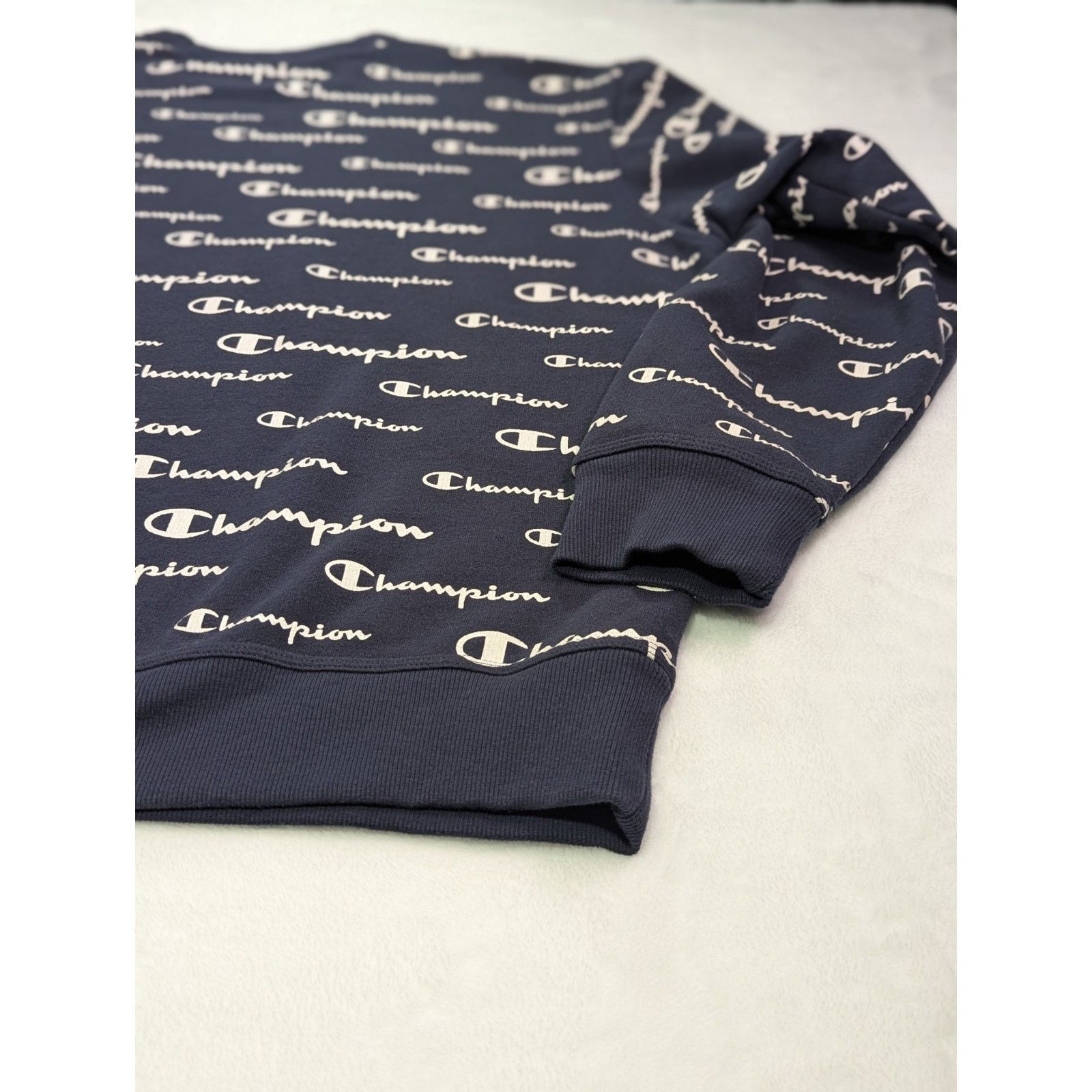 Champion Champion Script All-Over Print Navy Crewneck Sweatshirt 2XL Size US XXL / EU 58 / 5 - 10 Thumbnail