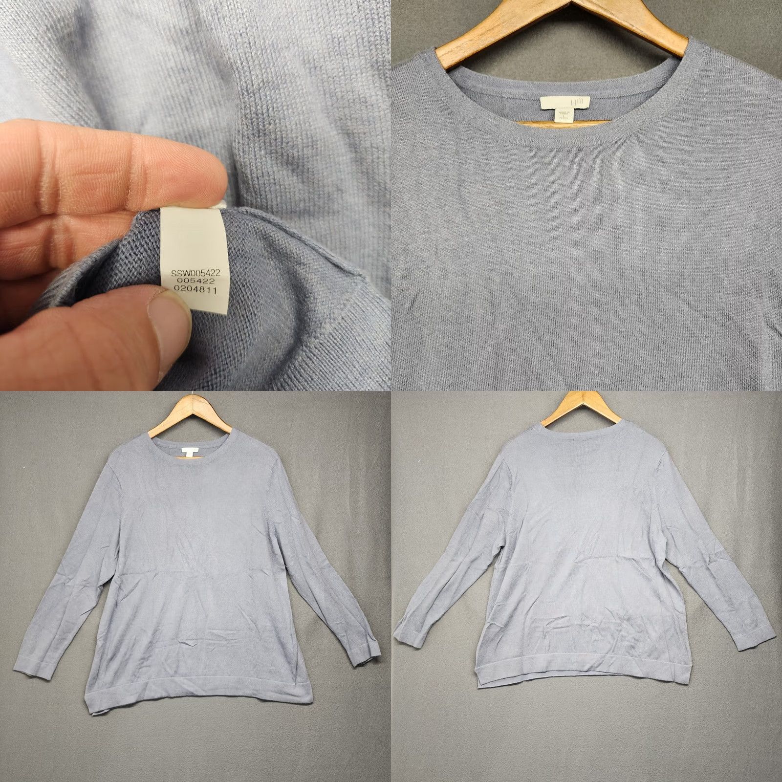 J. Jill J Jill Top Women Large Petite Blue Cornflower Long Sleeve Stretch Viscose Cotton Size L / US 10 / IT 46 - 8 Thumbnail
