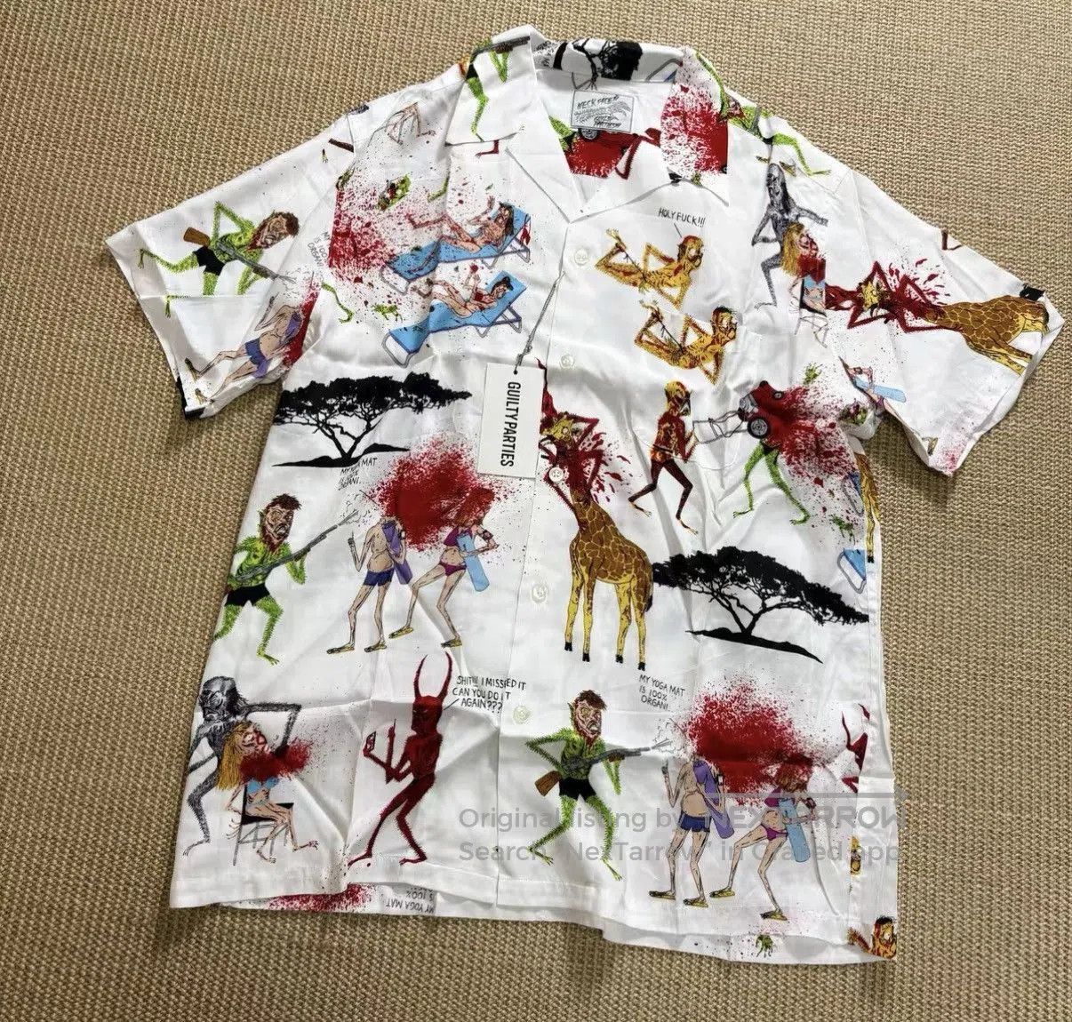 Wacko Maria White Graphic Print Short Sleeve Button. Size US XL / EU 56 / 4 - 2 Thumbnail