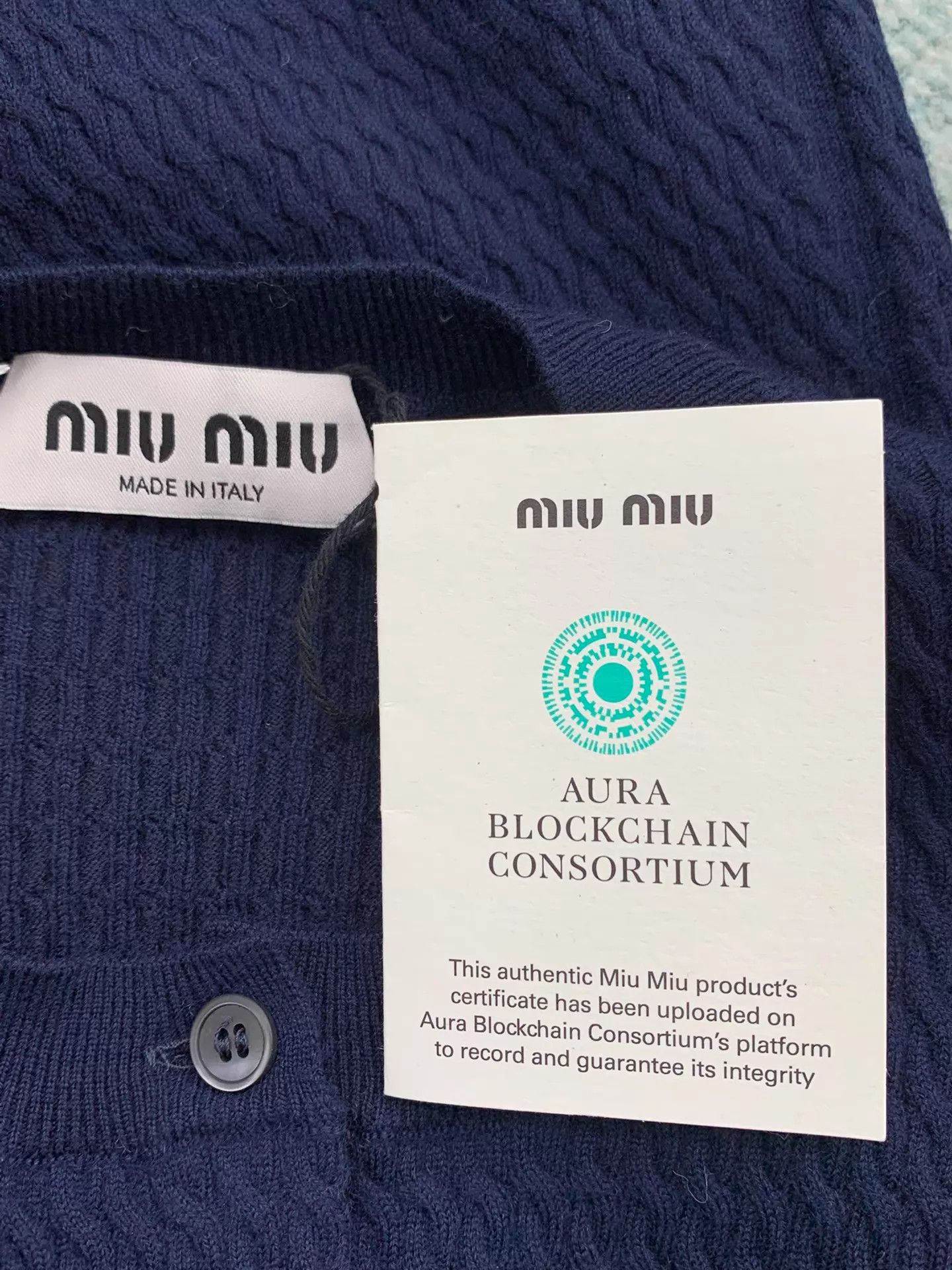 Miu Miu MIU MIU Navy Cable Knit Cashmere Silk Cardigan 40 Size S / US 4 / IT 40 - 5 Thumbnail