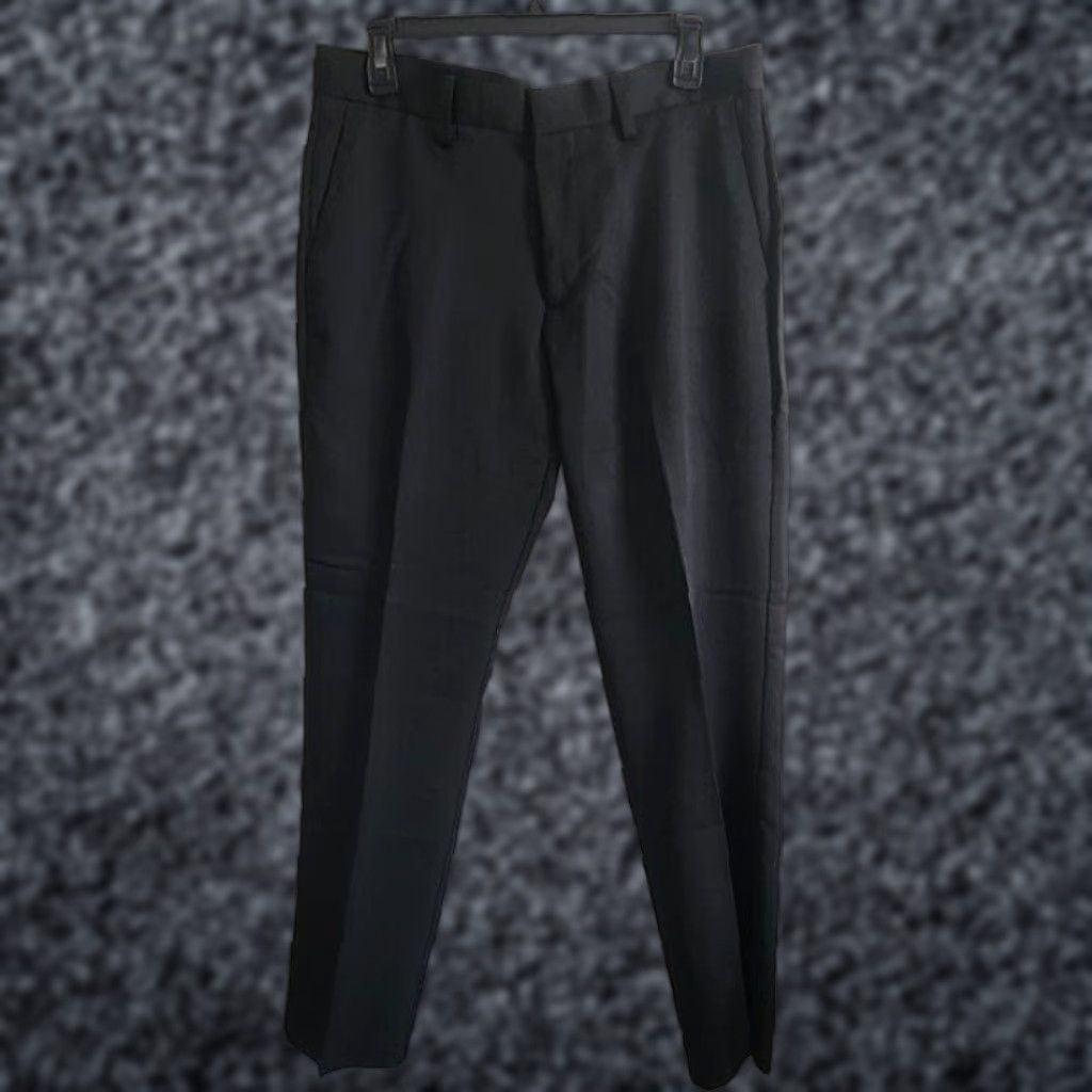 PERRY ELLIS MODERN FIT Pants Mens 32x30 Black Straight Leg Narrower Bottom  Opening Dress Pants