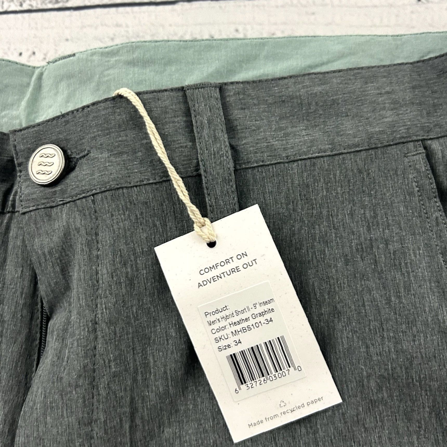 Vintage Free Fly Hybrid Short II 9" Inseam Men's 34 Heather Graphite Gray Chino Size US 34 / EU 50 - 2 Thumbnail