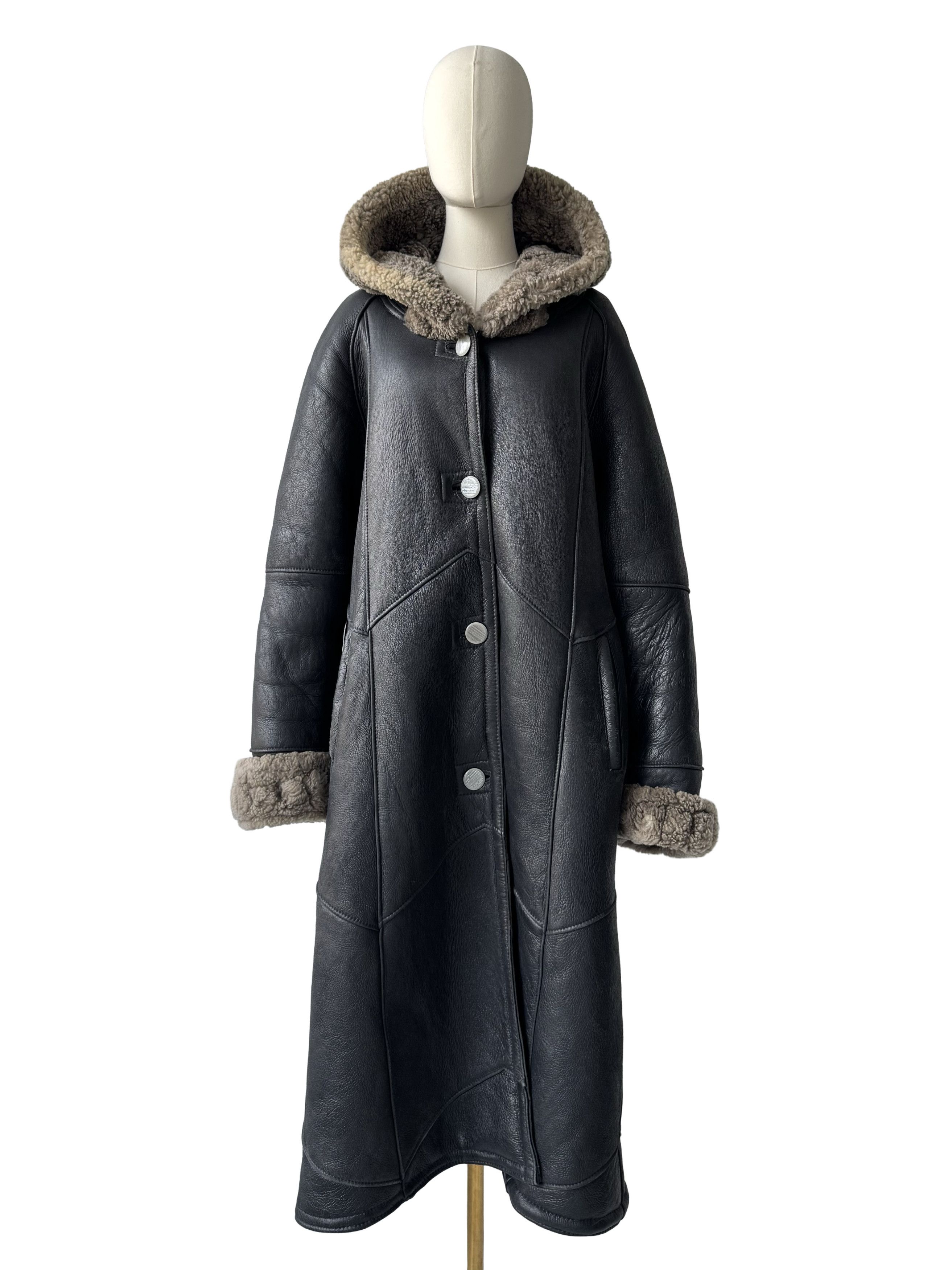 Vintage Vintage Real Sheepskin Hooded Coat Size L / US 10 / IT 46 - 2 Thumbnail