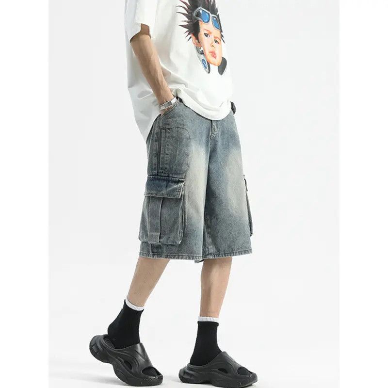 Japanese Brand × Jean Retro straight tube loose pocket denim shorts Size US 32 / EU 48 - 3 Thumbnail