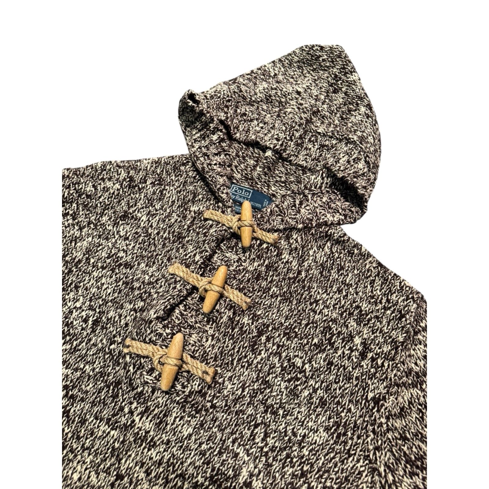 Polo Ralph Lauren VINTAGE Polo Ralph Lauren Toggle Knit Sweater Mens Brown Hooded Chunky Size XL Size US XL / EU 56 / 4 - 6 Thumbnail