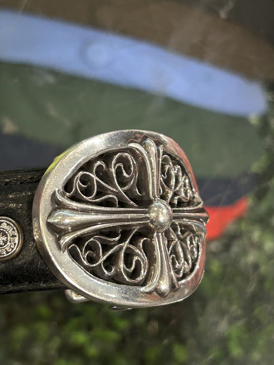 Chrome Hearts Chrome Hearts Oval Belt Buckle 1in w/ sz 34 Black Strap Size 34 - 8 Thumbnail