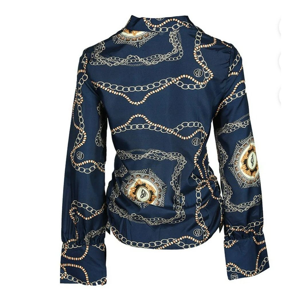 Other Womens Navy Chain Baroque Print Cowl Neck Long Sleeve Top L Size L / US 10 / IT 46 - 2 Thumbnail