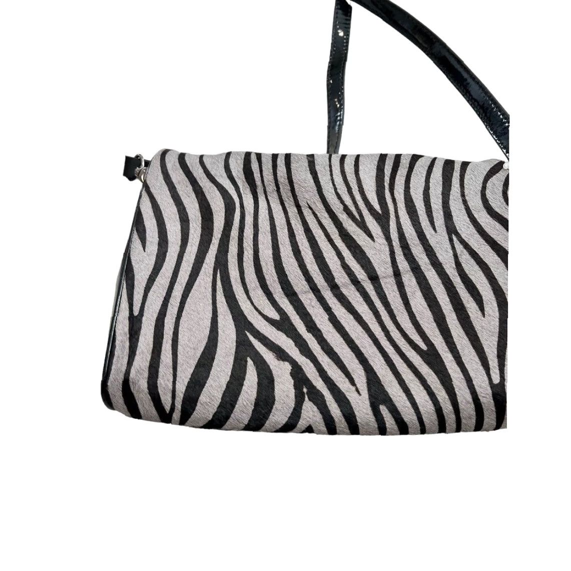 Johnston & Murphy Johnston & Murphy Zebra Pony Hair Patent Leather Shoulder Bag Clutch Handbag Multicolor Zebra Print Women Small 24" Strap Size ONE SIZE - 7 Thumbnail