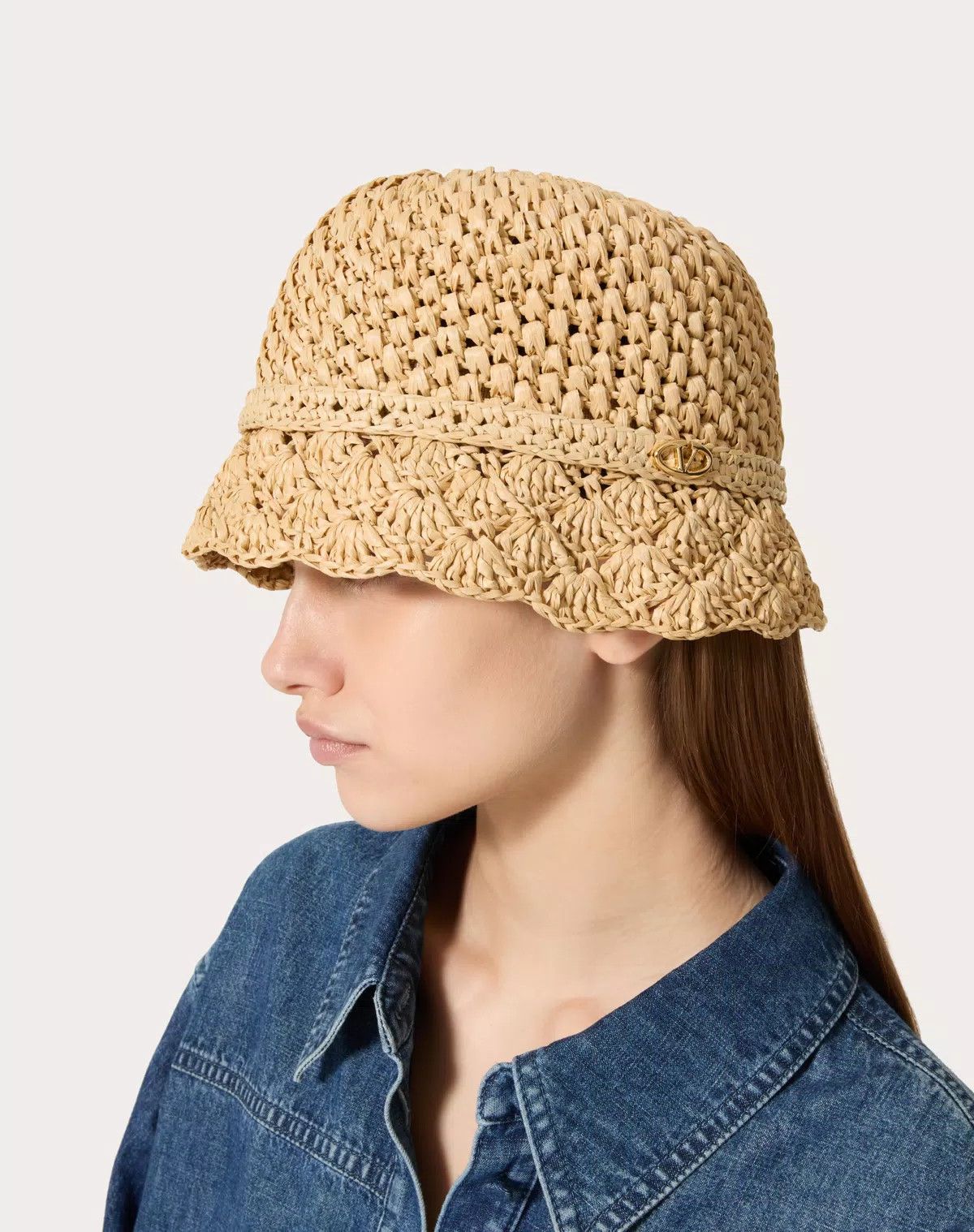 Valentino oc11z0725 Size:Large/Resort Crochet Bucket Hat in Golden Size ONE SIZE - 5 Thumbnail