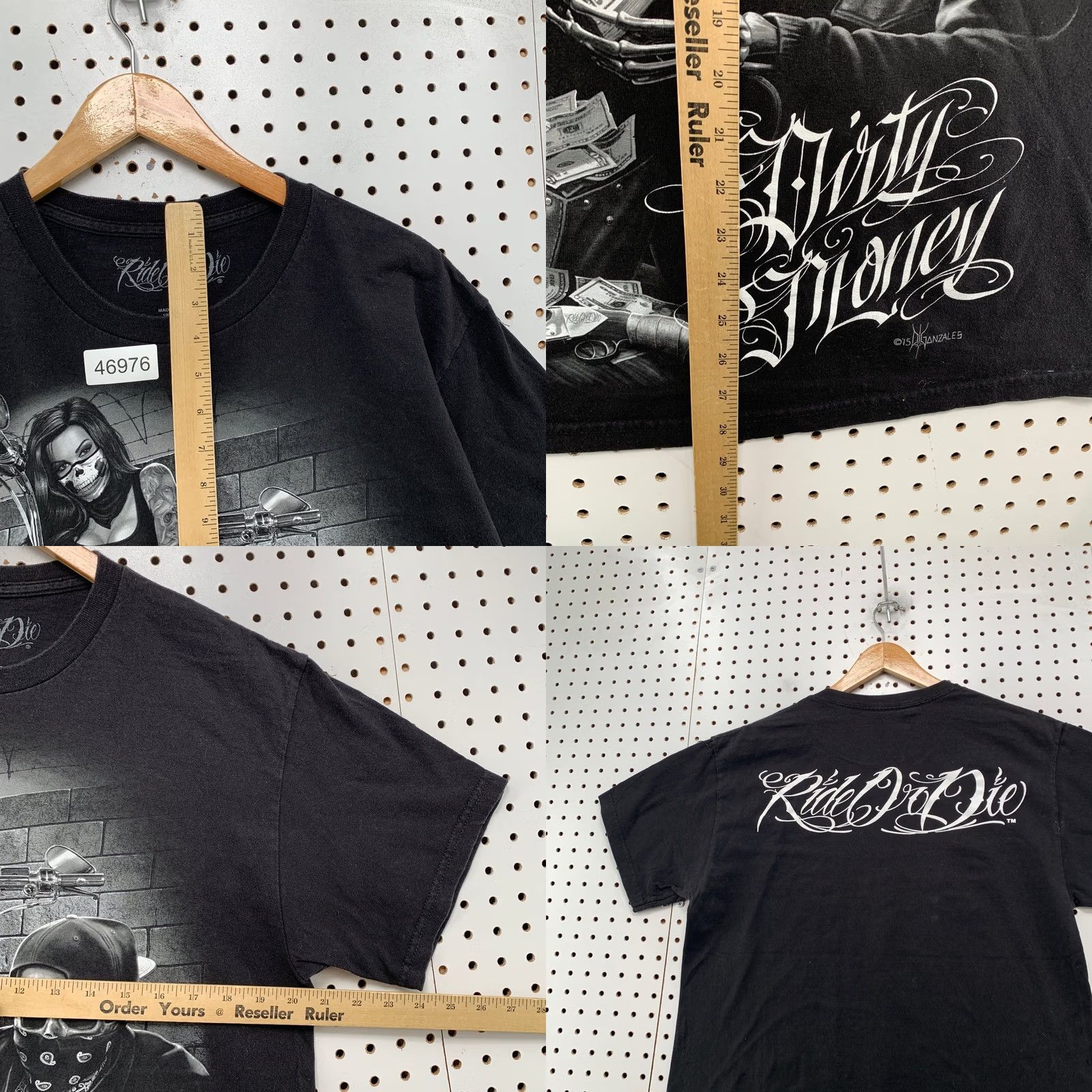 Vintage Ride Or Die T Shirt Mens L Black Graphic Short Sleeve Size US L / EU 52-54 / 3 - 8 Thumbnail