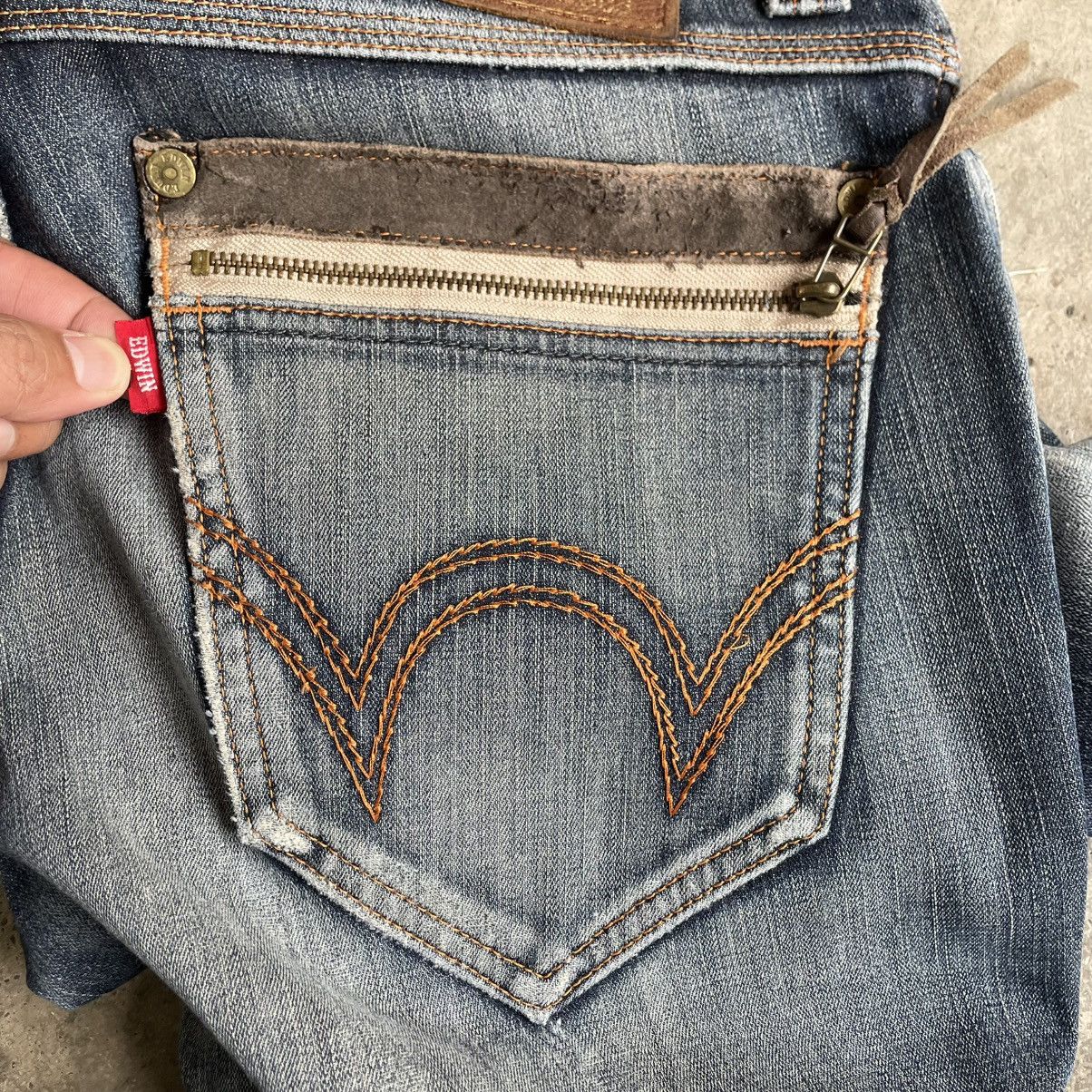 Edwin 🔥Vintage Edwin E503 Blue Trip Ripped Distress Denim Jeans Size US 33 - 16 Thumbnail