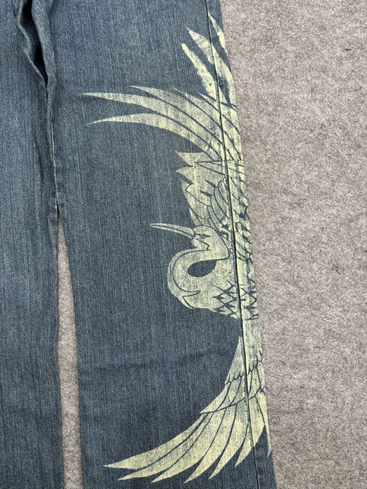 Japanese Brand 💥ART💥Gumu In Floral Embroided Flying Swan Print Denim F557 Size US 34 / EU 50 - 6 Thumbnail