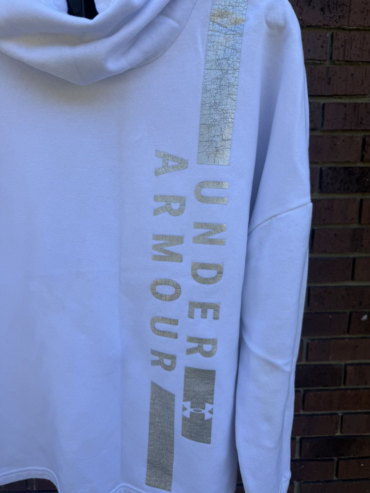 Under Armour Under Armour Loose Fit Cowl Neck Logo Hoodie White Silver Size XL / US 12-14 / IT 48-50 - 2 Thumbnail