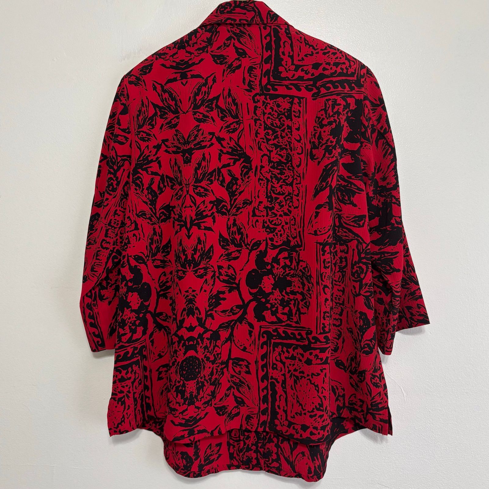 Other Alia Red Black Floral Button Down Blouse Size 16W Pleated Size XXL / US 16-18 / IT 52-54 - 2 Thumbnail