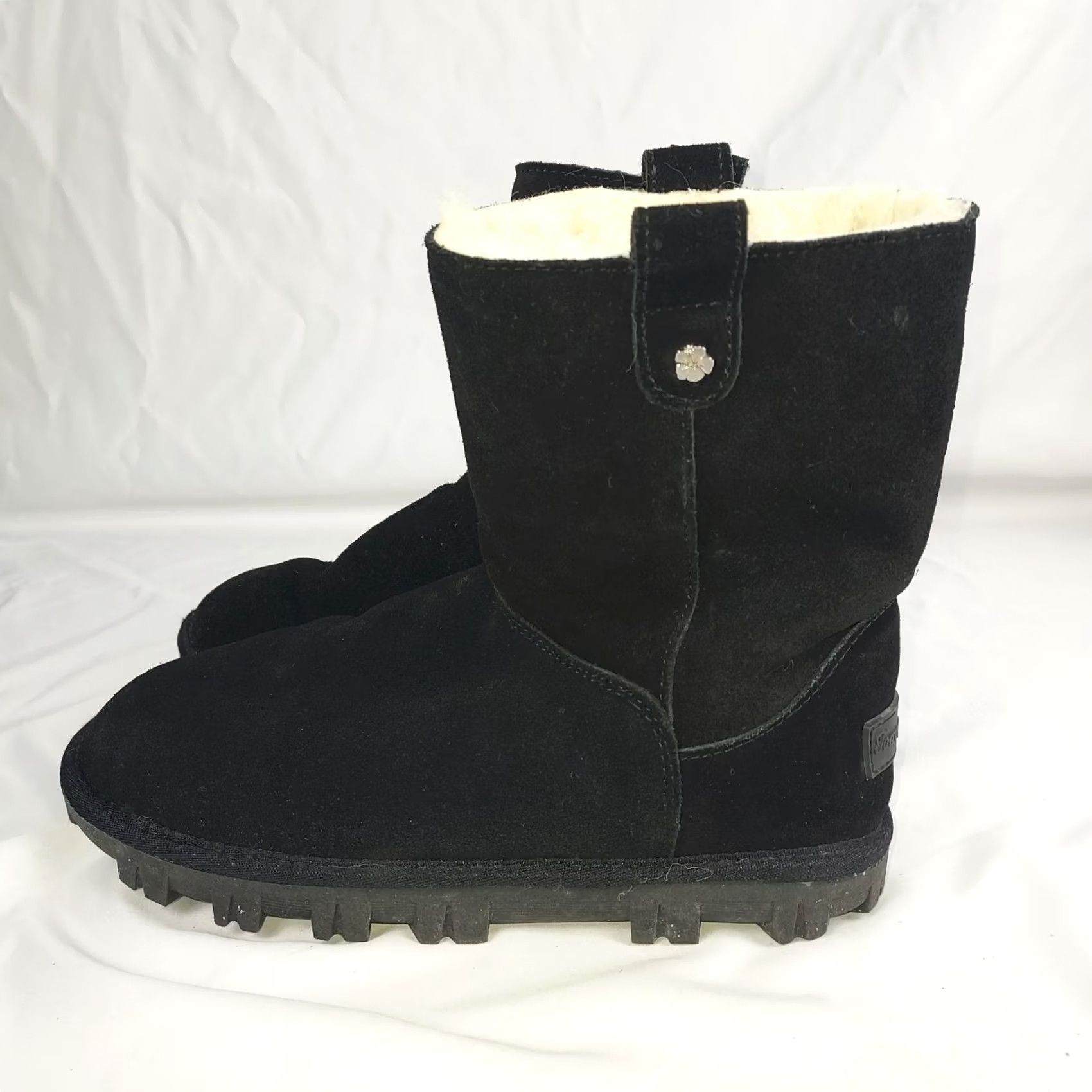 Tommy Bahama Tommy Bahama Womens Boots Suede Shearling Fur Lug Sole Black 8 Ankle Round Toe Winter Casual Womens Size US 8 / IT 38 - 3 Thumbnail