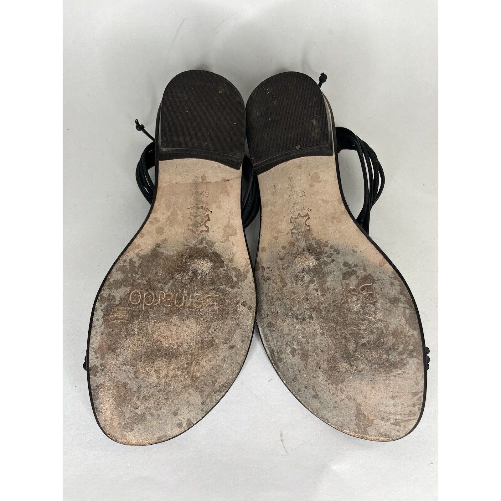 Other Bernardo Black Leather Toe Post Back Zipper Heel Sandals Wom Size US 8.5 / IT 38.5 - 6 Thumbnail