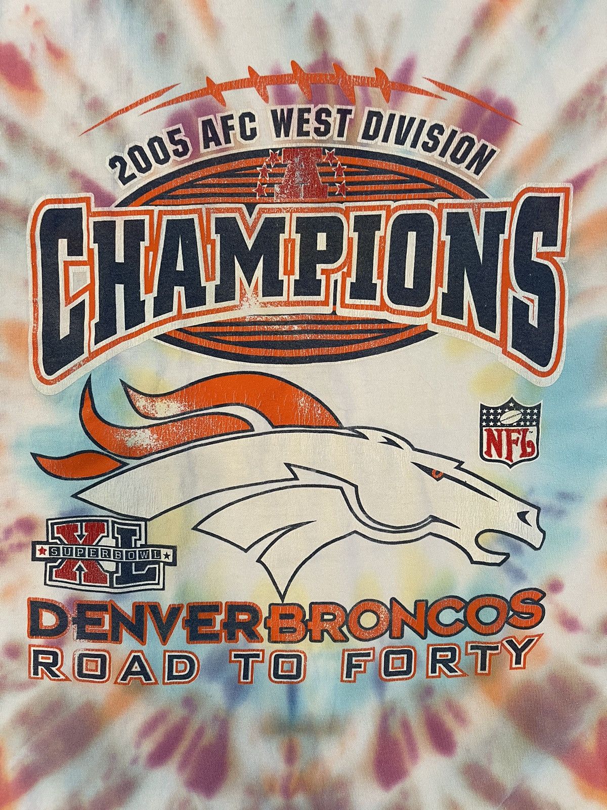 Delta Vintage 2005 Denver Broncos AFC West Champs Tie-Dye LS Size US XL / EU 56 / 4 - 6 Thumbnail