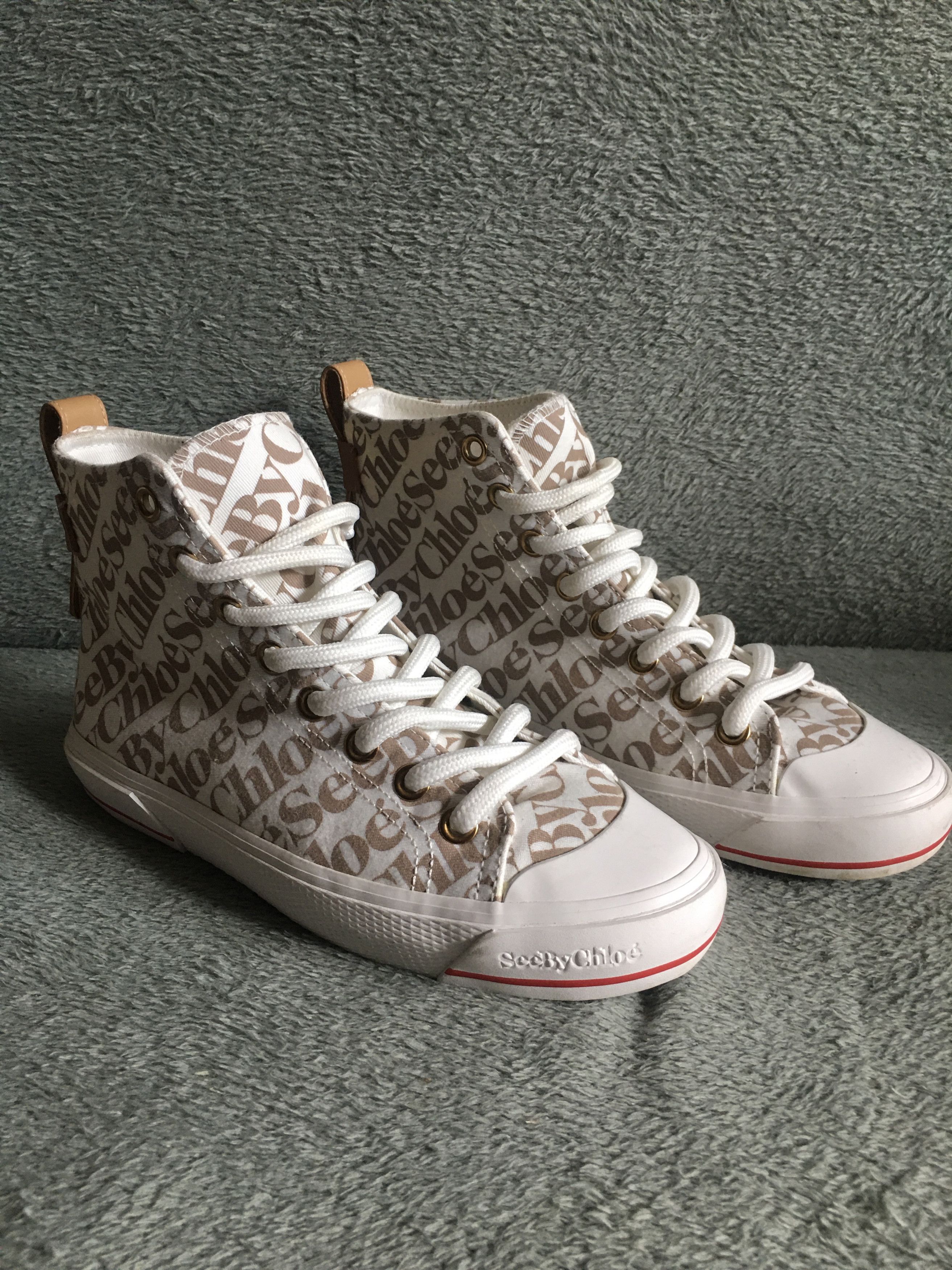 See by Chloe See by CHLOÉ ARYANA White Logo Canvas Sneakers EU 38 Size US 8 / IT 38 - 3 Thumbnail