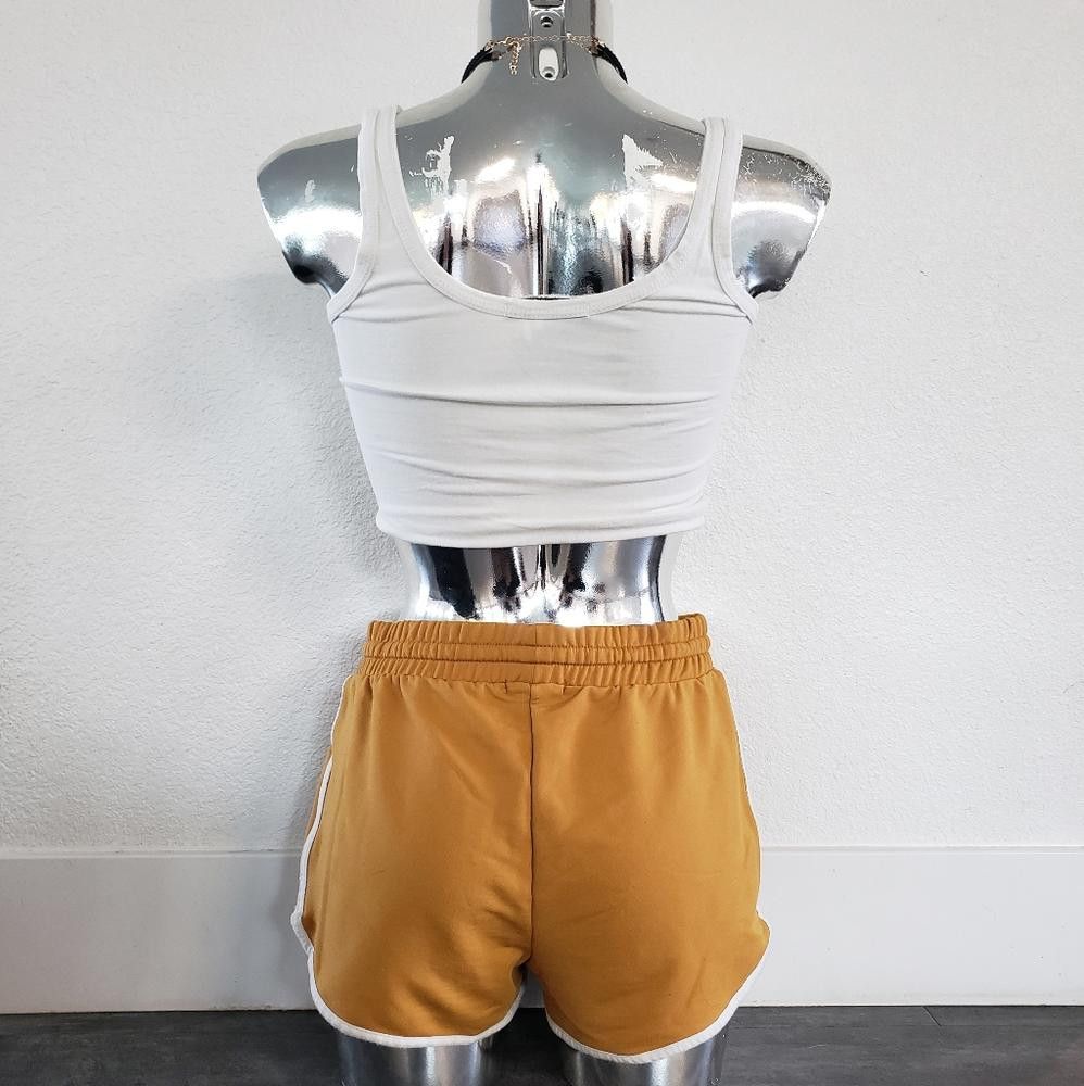 Forever 21 Mustard White Detailed F21 Sweat Short Size 28" / US 6 / IT 42 - 2 Thumbnail