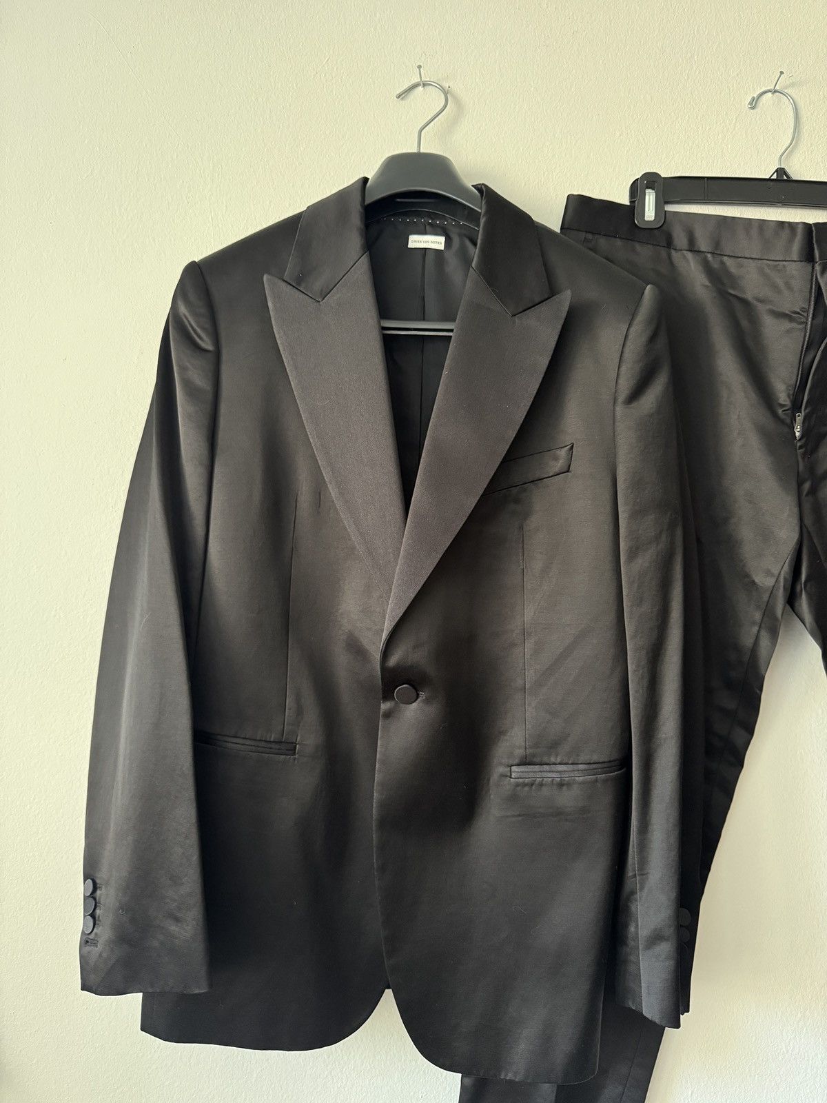 Dries Van Noten Dries Van Noten Black Satin Tuxedo Size 42R - 9 Thumbnail