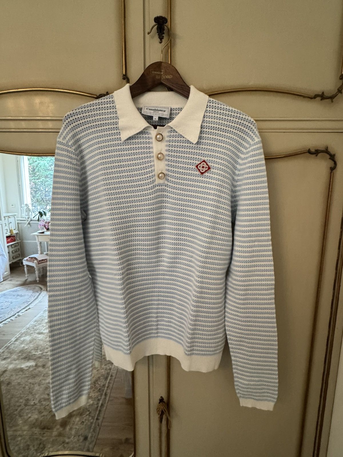 Casablanca Striped Knit Polo Shirt