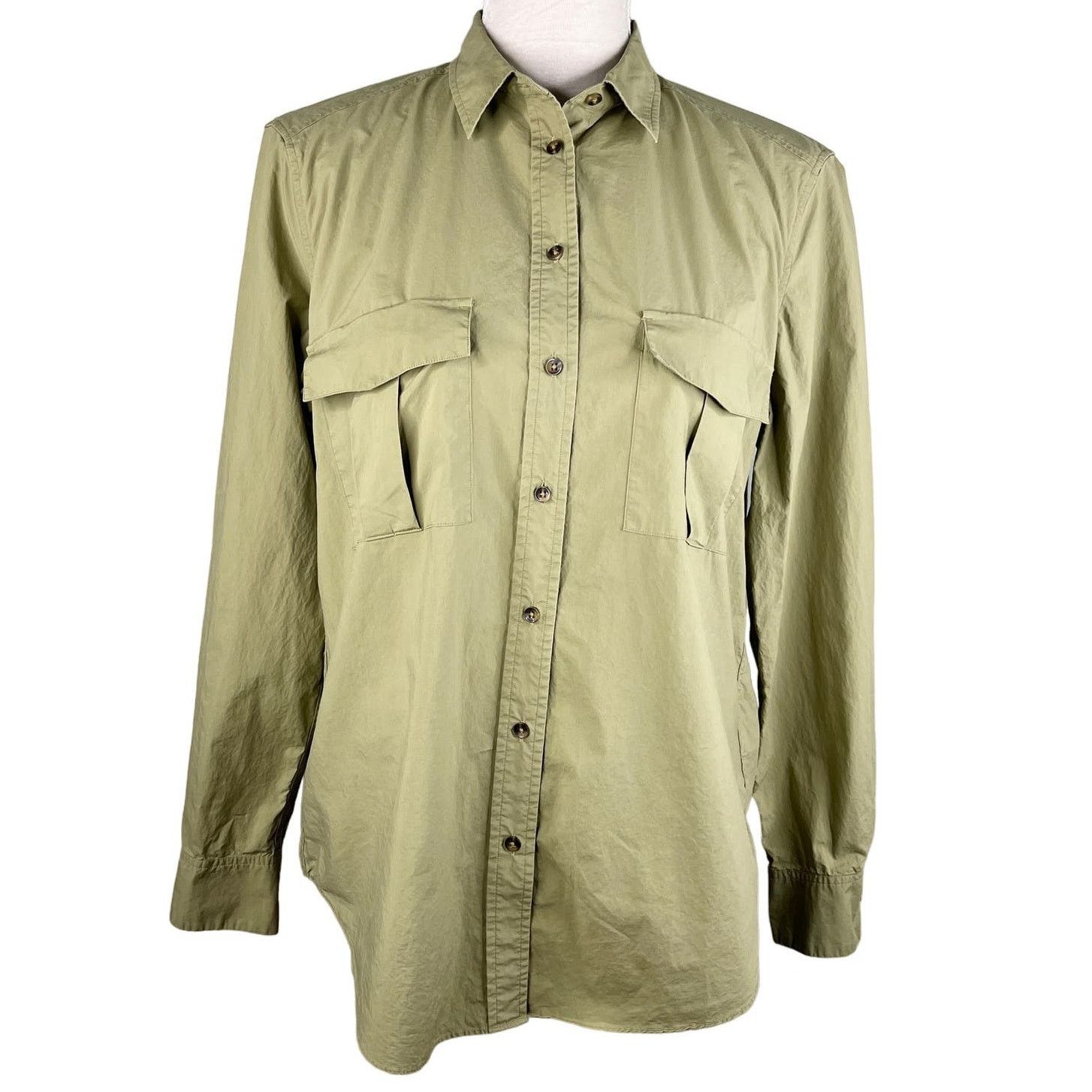Massimo Dutti Massimo Dutti Blouse Top M Olive Green Button Down Pockets Size M / US 6-8 / IT 42-44 - 1 Thumbnail