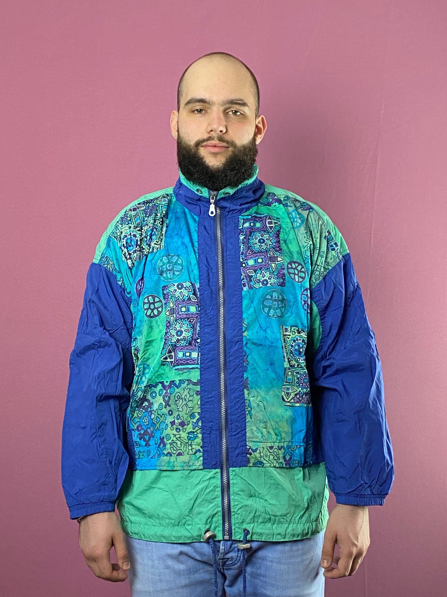Vintage Sun Set Vintage Men's Abstract Print Windbreaker Jacket - L Size US L / EU 52-54 / 3 - 2 Thumbnail