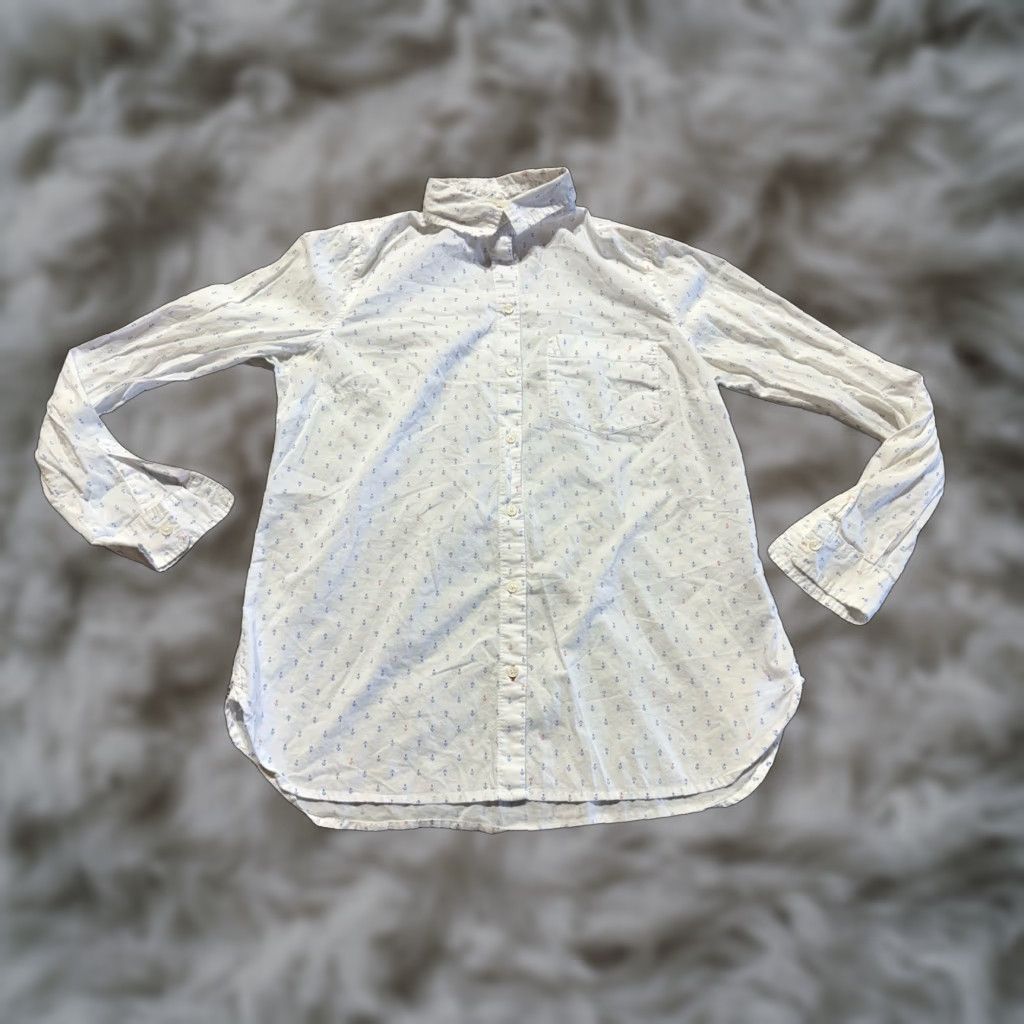 Old Navy Old Navy Women's Shirt Button-Up Long Sleeve Lightweight M Blue Anchor - Basic - Classic (Adult Women) Size M / US 6-8 / IT 42-44 - 1 Thumbnail