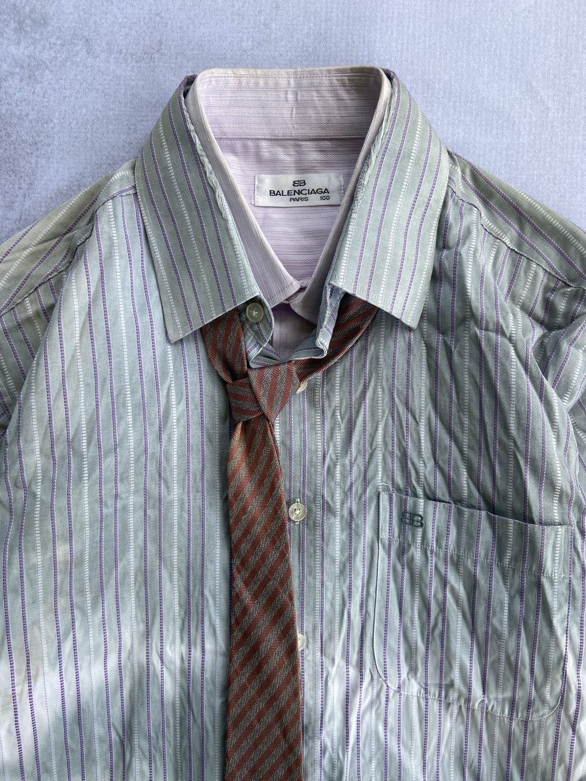 Vintage Vintage 90s Balenciaga Double layer shirt destroyed Size US L / EU 52-54 / 3 - 4 Thumbnail