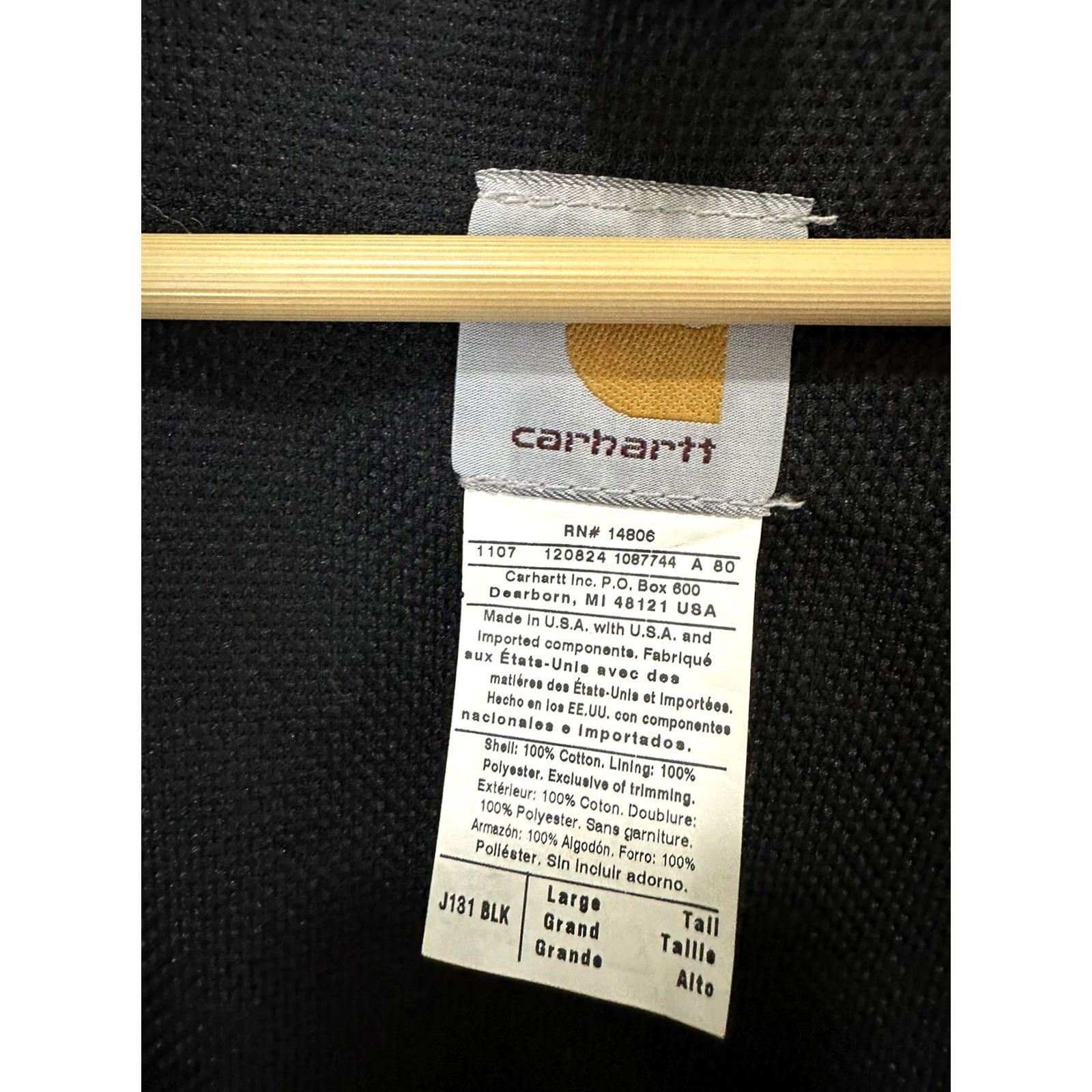 Carhartt VTG Carhartt Thermal Lined Black Canvas Hooded Work Jacket L Tall Mens Bomber Hooded Workwear Jacket Size US L / EU 52-54 / 3 - 3 Thumbnail