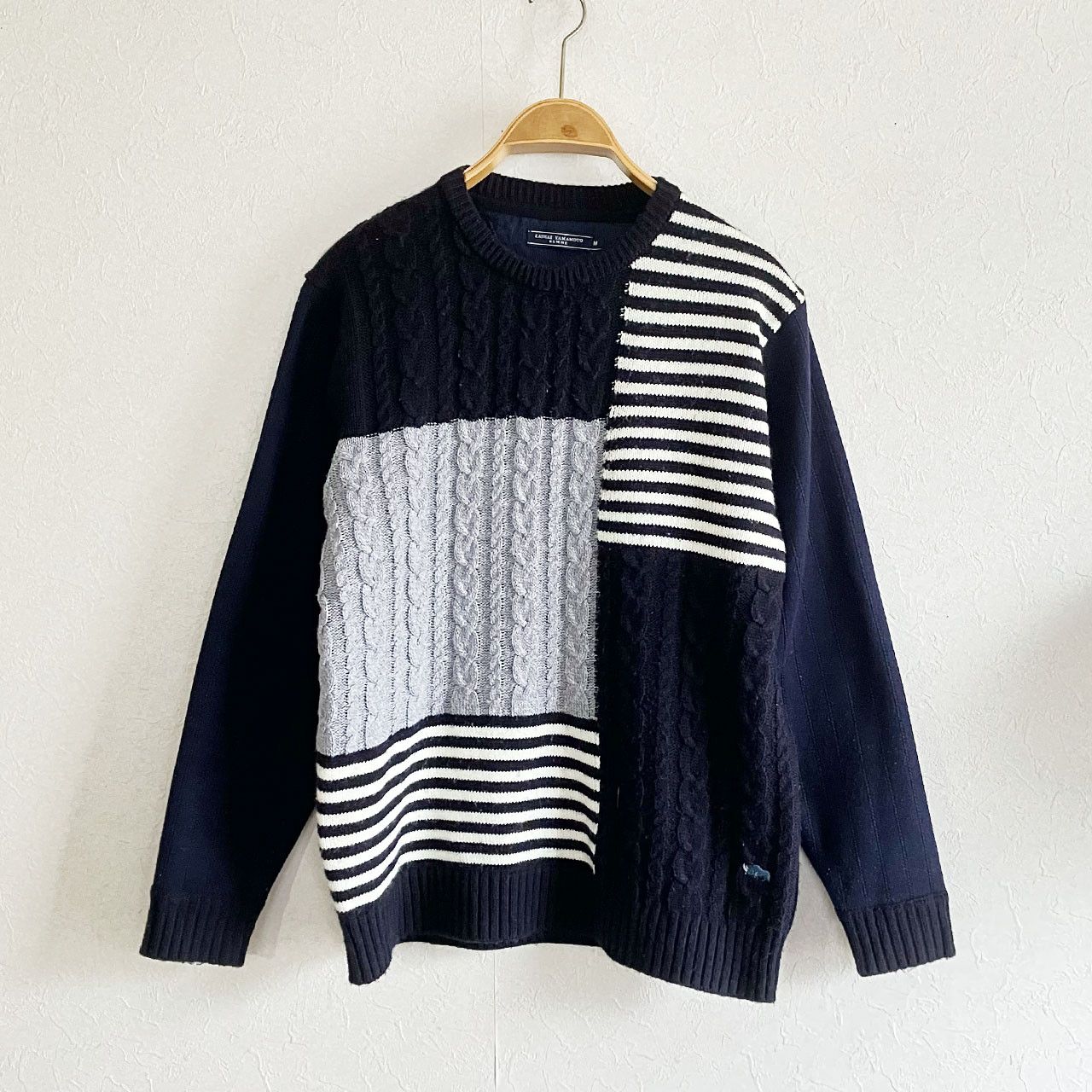 Kansai Yamamoto Kansai Yamamoto Homme Patchwork Cable Knit Sweater Size US S / EU 44-46 / 1 - 1 Thumbnail