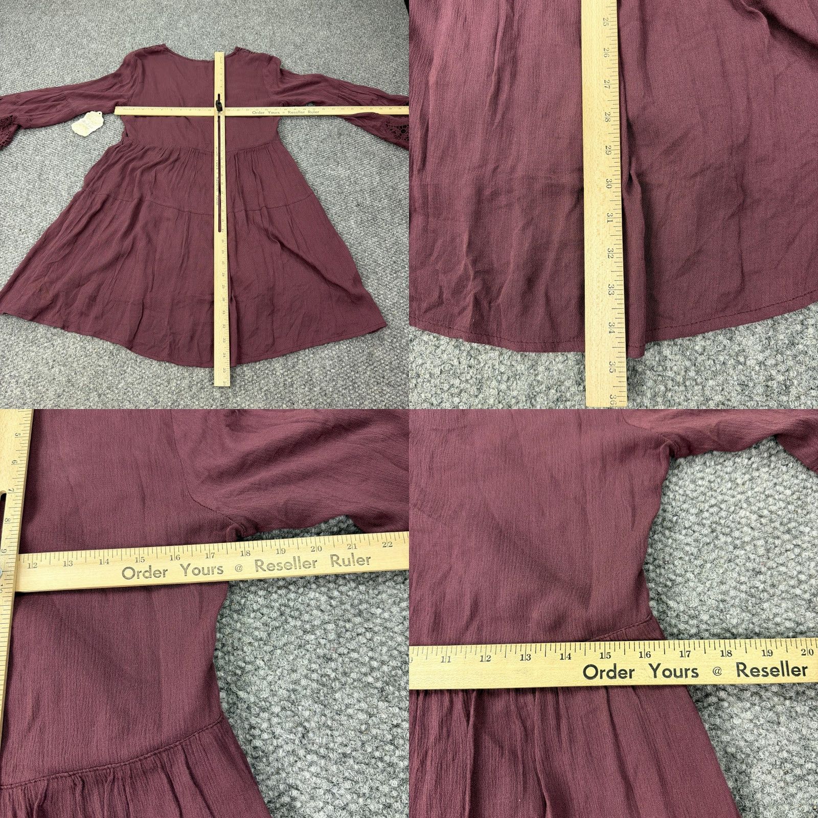 Vintage Altar'd State Dress Womens M Purple Bell Sleeve Fit & Flare Mini Boho Festival V-Neck Solid Size M / US 6-8 / IT 42-44 - 8 Thumbnail