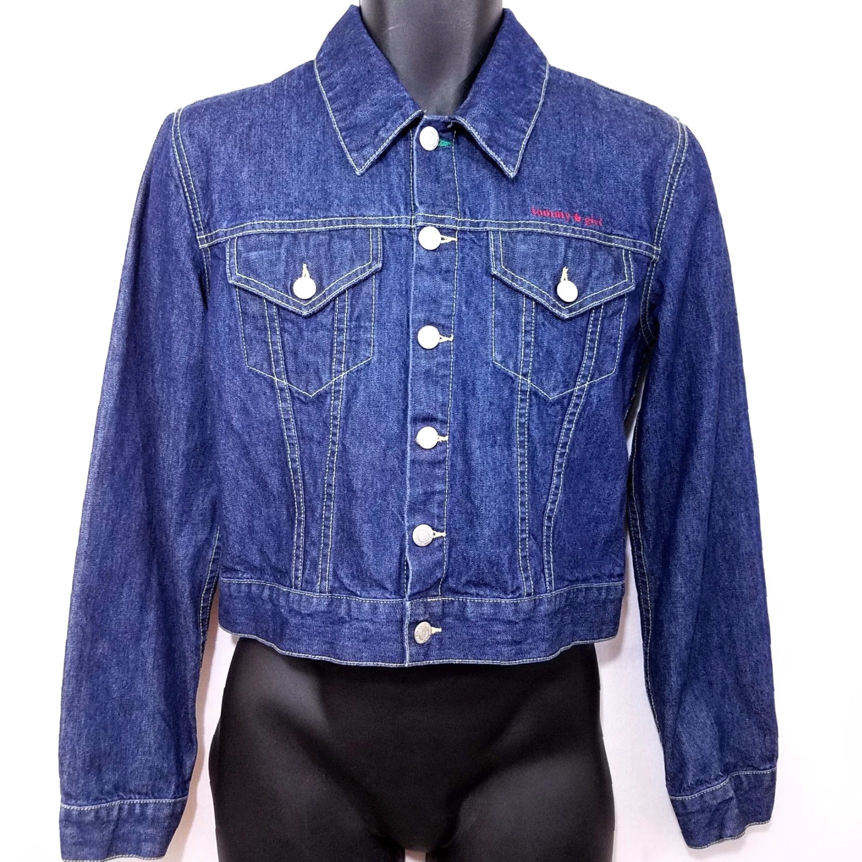 Tommy Hilfiger VINTAGE Tommy Hilfiger Jeans Jacket Denim Trucker 90s Womens Large Size Blue Denim Trucker Jacket Womens Mens Girls Size 36" / US 14 / IT 50 - 2 Thumbnail
