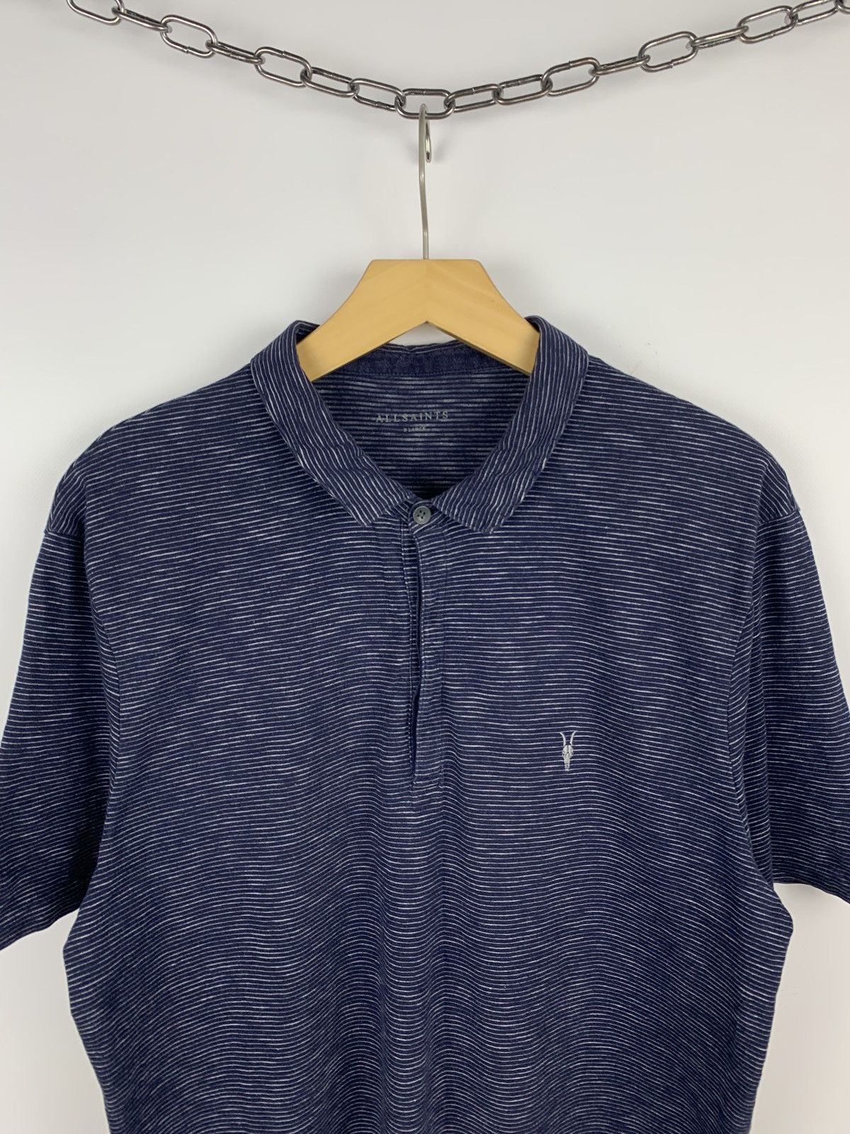 Allsaints Allsaints Cohen SS Polo Shirt Men’s Size XL Striped Blue Top Size US XL / EU 56 / 4 - 2 Thumbnail