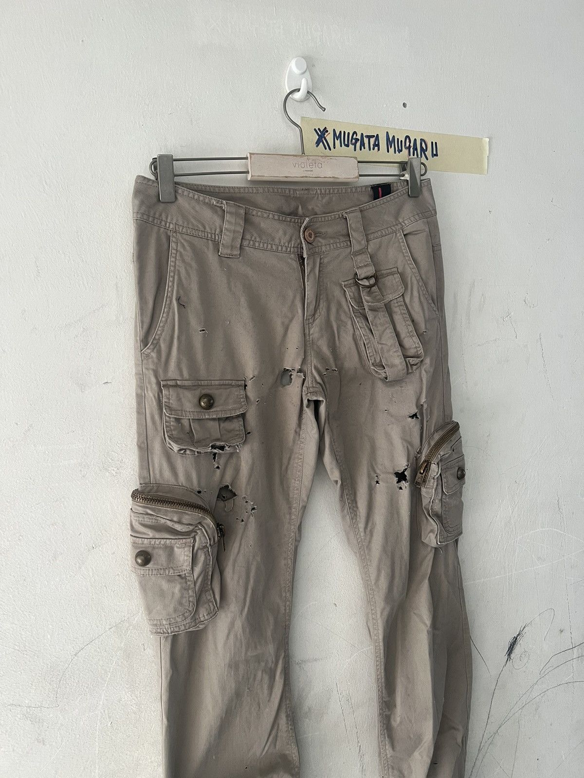 Hysteric Glamour THRASHED🔥KISSMARK DRAWSTRING CARGO 3D PANT Size US 29 - 7 Thumbnail