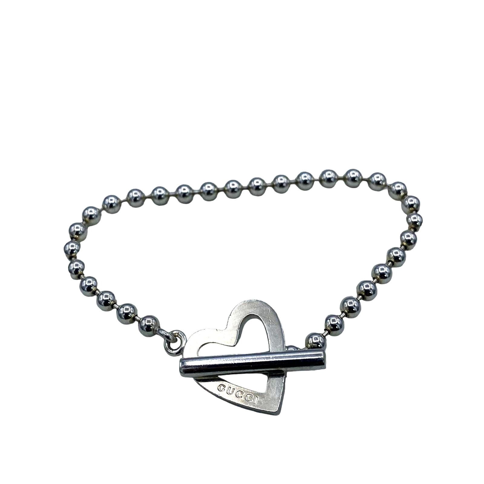 Gucci GUCCI Silver Heart Ball Chain Bracelet 7" Size ONE SIZE - 1 Thumbnail