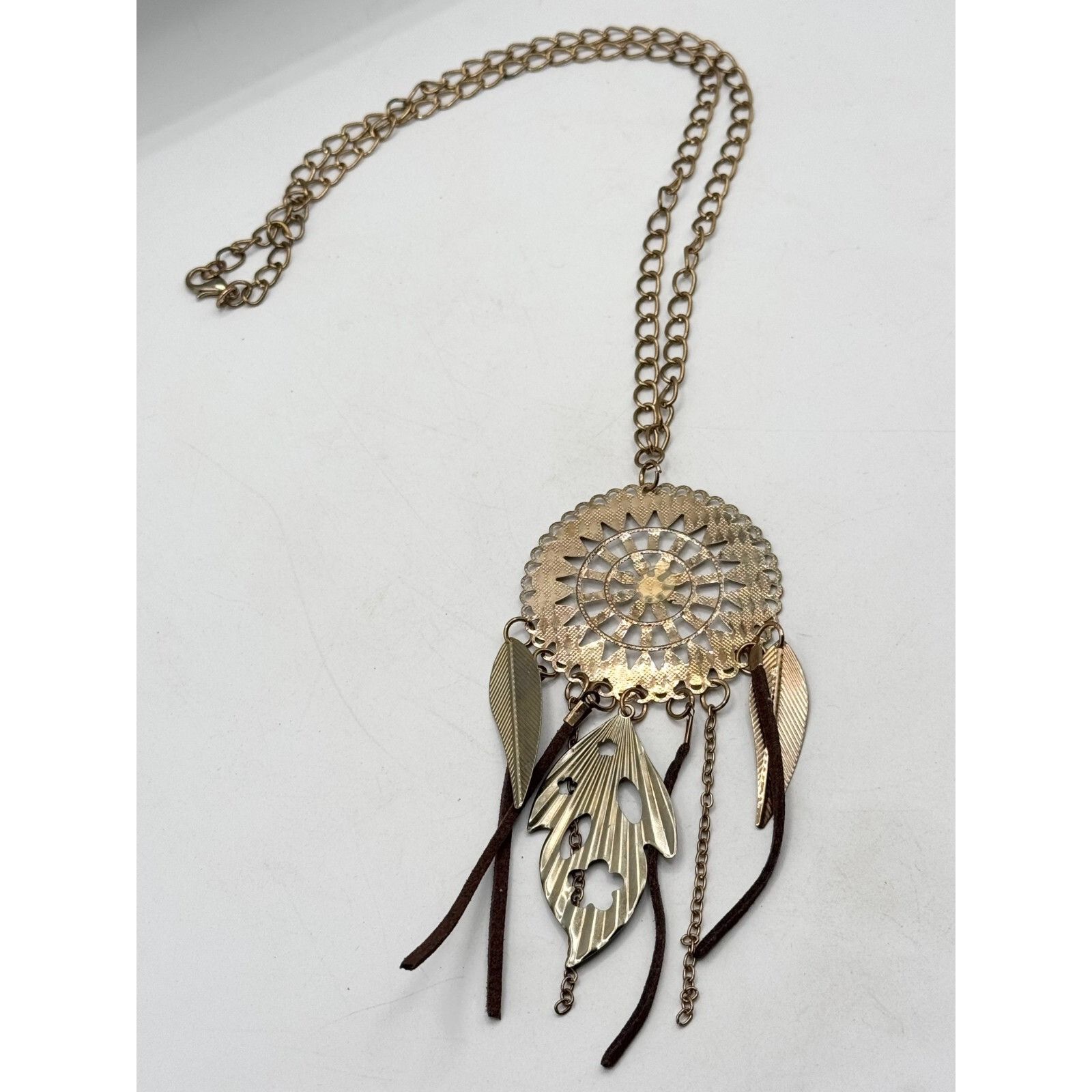 Vintage Dreamcatcher Filigree Feather Charm Necklace Size ONE SIZE - 2 Thumbnail