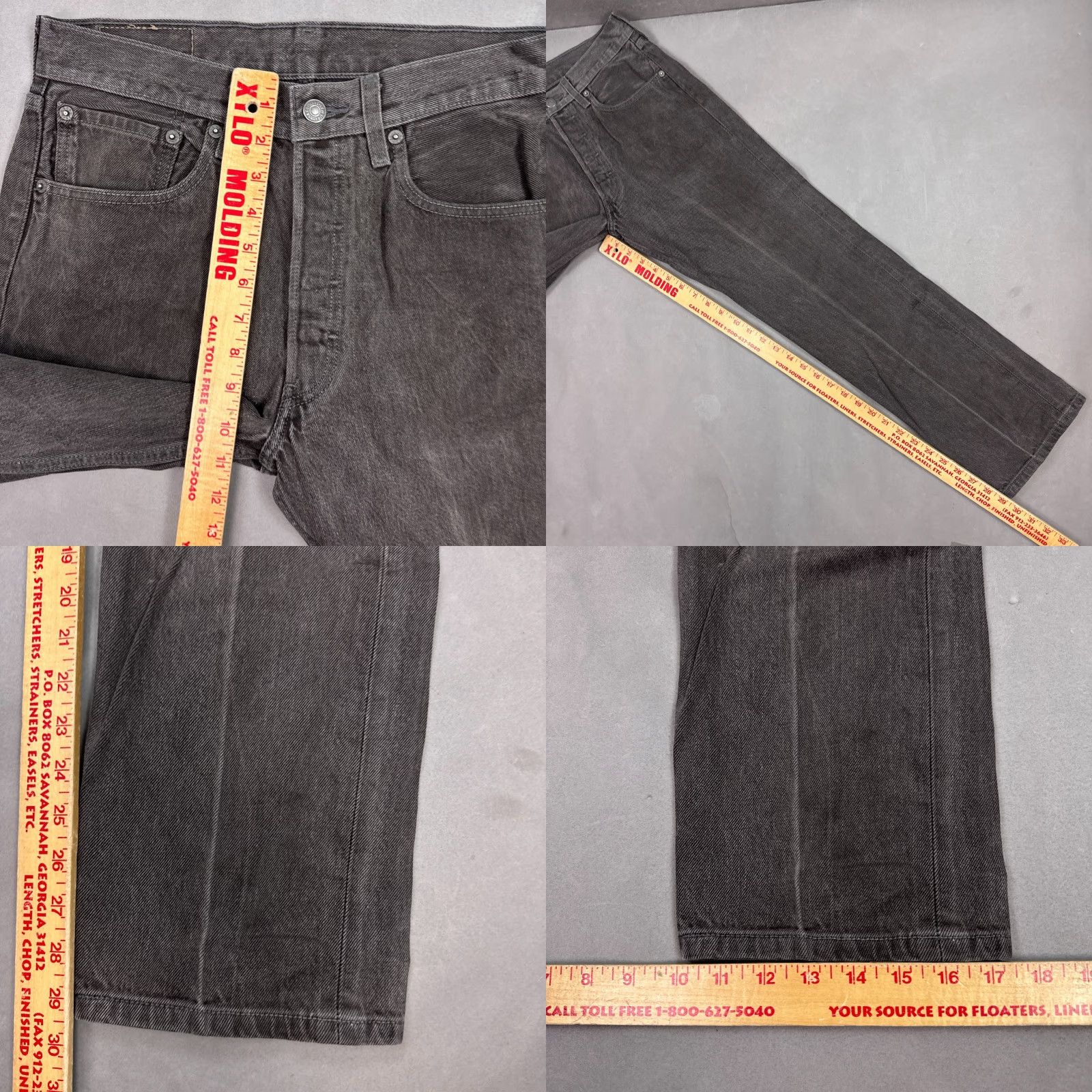 Levi's VINTAGE Levis 501 Jeans Mens 30x30 Black Button Fly Denim Pant Faded Straight Tag32x32 Size US 32 / EU 48 - 9 Thumbnail