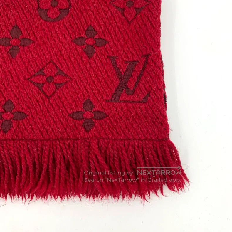 Louis Vuitton Louis Vuitton Red logo jacquard full print wool fringe sca Size ONE SIZE - 4 Thumbnail