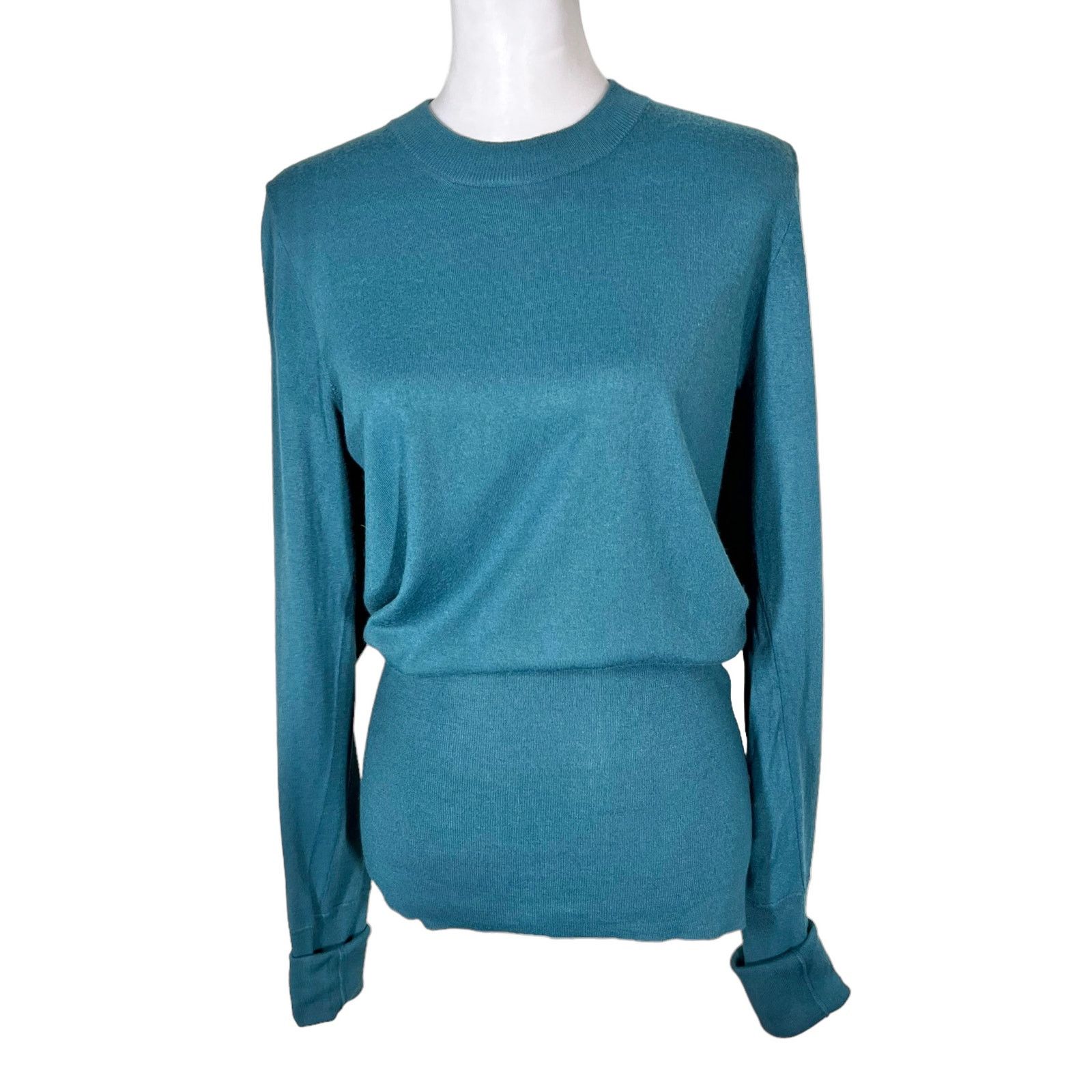 image of Maison Margiela Teal Wing Sleeve Blouson Sweater Size Medium in Blue, Women's