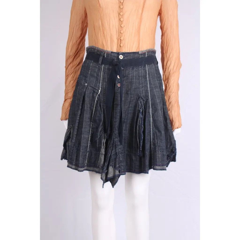 Marithe + Francois Girbaud Marithé François Girbaud Pleated Denim Stripe Skirt Size 25" / US 0 / IT 36 - 3 Thumbnail