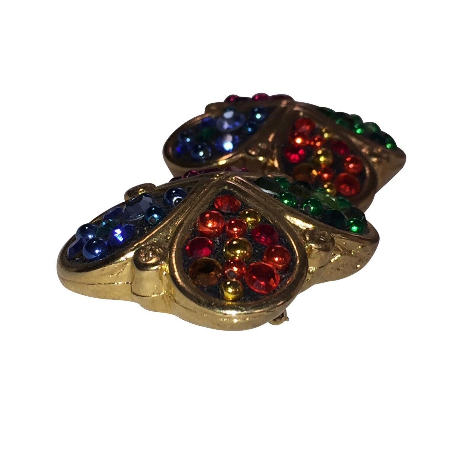 Designer Jacky De G French Disco Multi Colored Rhinestone Earrings Size ONE SIZE - 3 Thumbnail