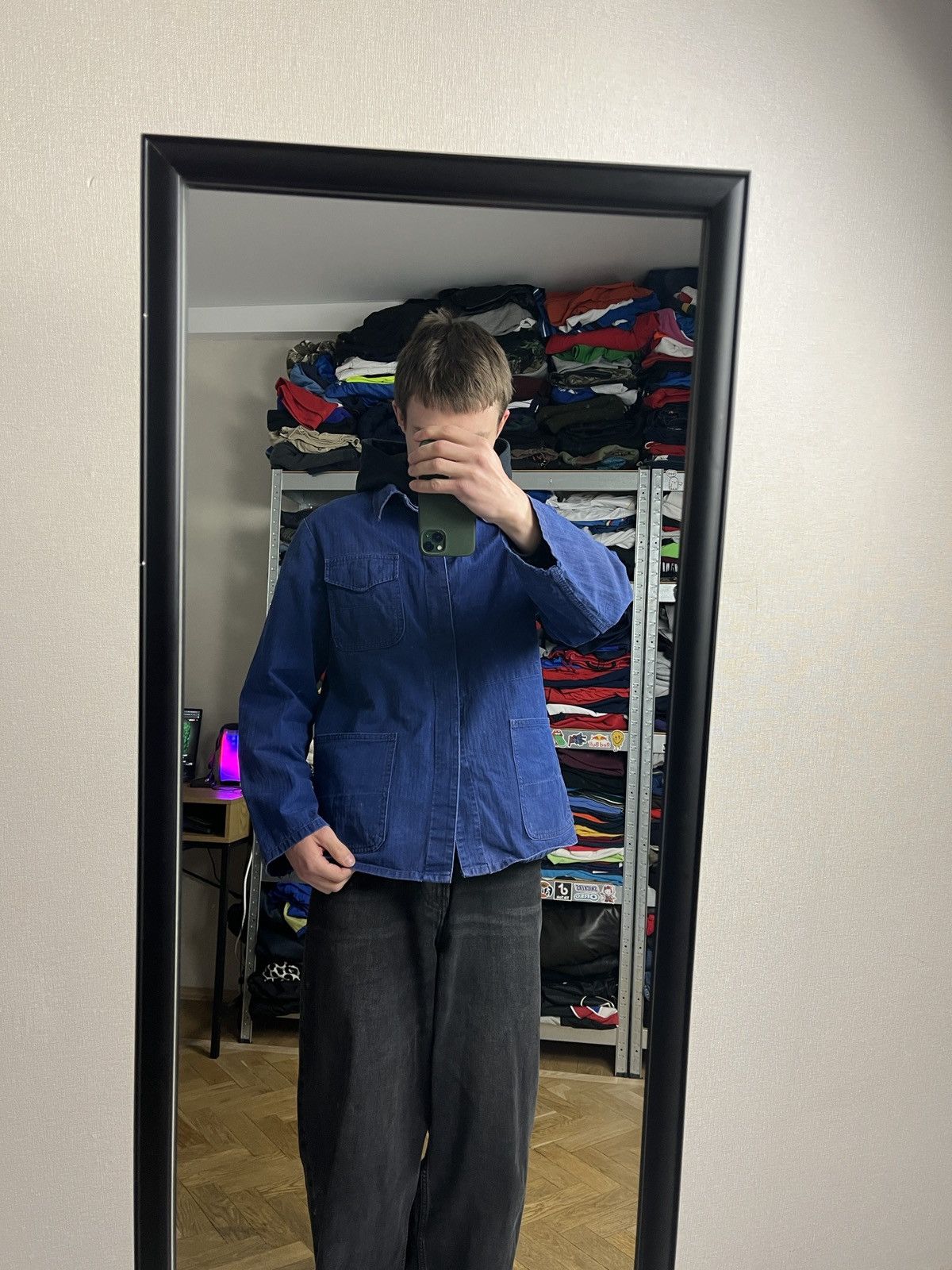 Le Laboureur French Workwear German Work Jacket Sanfor Blue Chore Coat Size US M / EU 48-50 / 2 - 3 Thumbnail