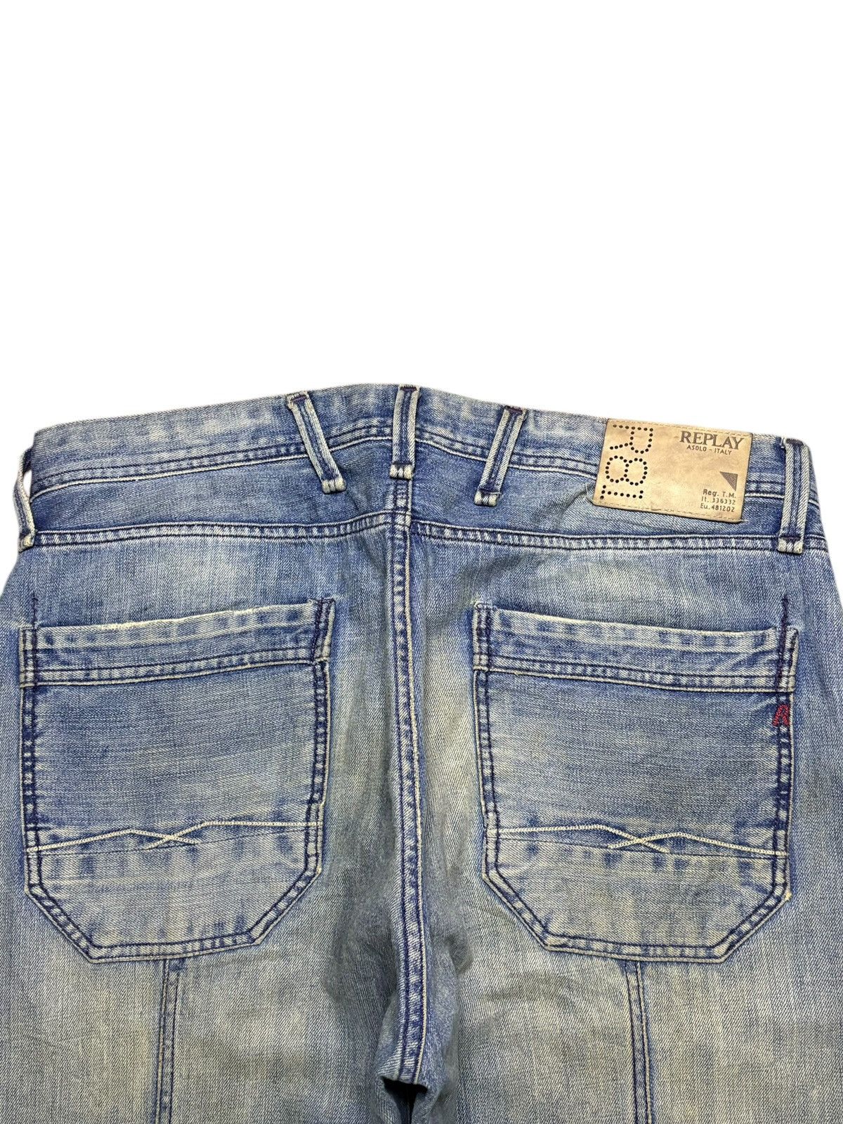 Japanese Brand Vintage Replay Button Fly Mud Wash Loose Baggy Jeans Size US 36 / EU 52 - 8 Thumbnail
