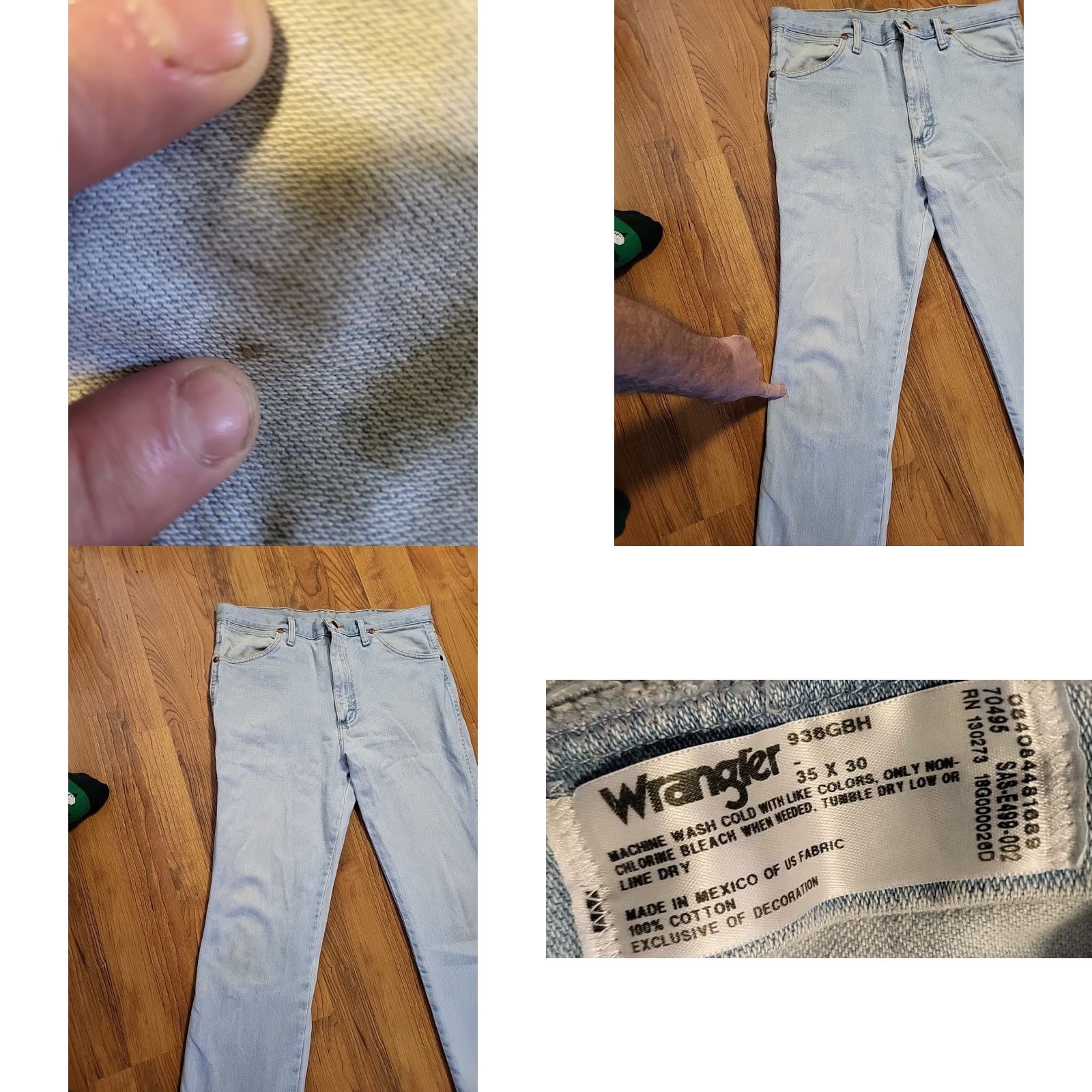 Wrangler VINTAGE Wrangler Jeans 936GBH Mens Regular 35x30 Blue 1990s Western Cowboy Cotton Jeans Size US 35 - 8 Thumbnail