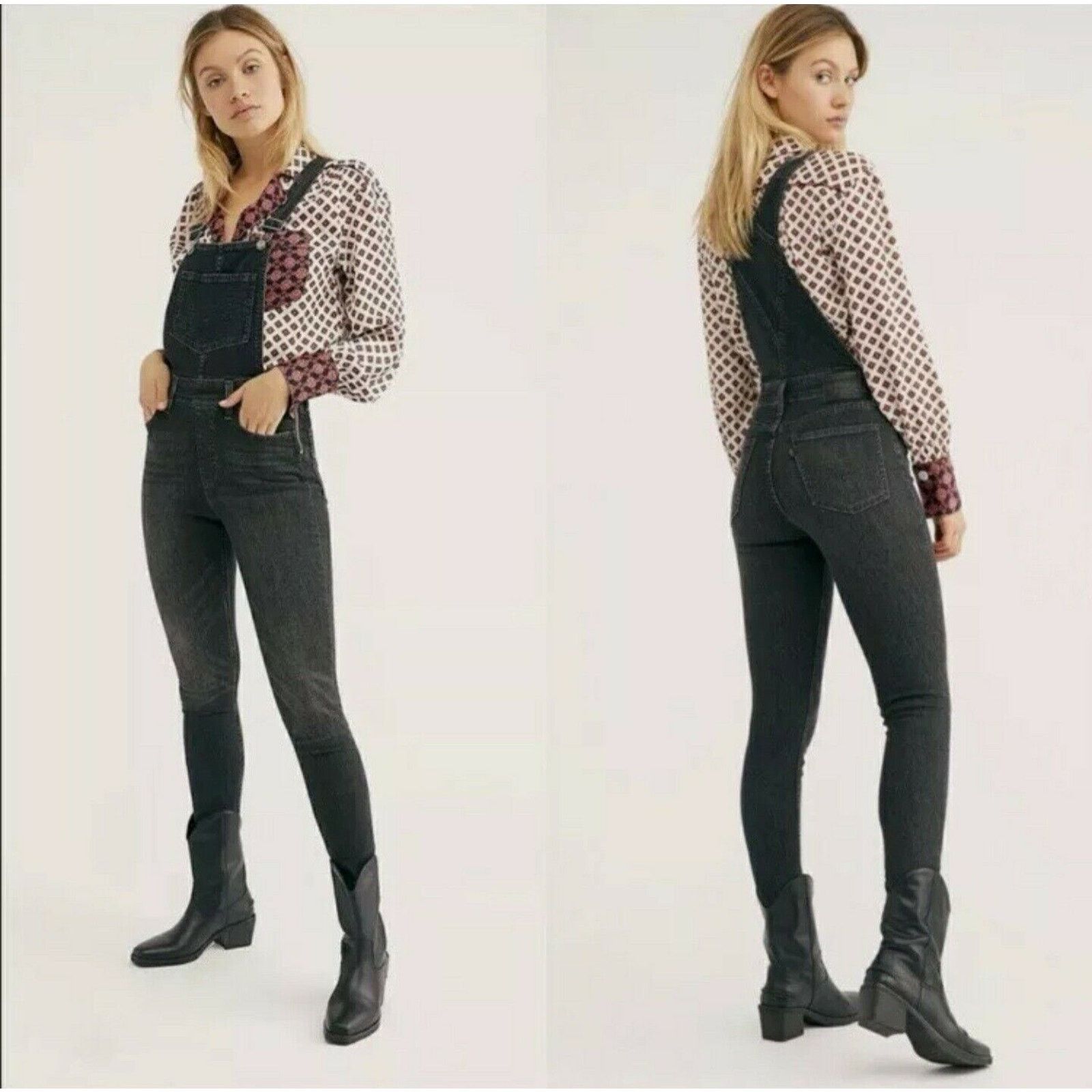 Levi's Levi's Women's Skinny Stretch Bib Black Overalls Size 26 Size 26" / US 2 / IT 38 - 1 Thumbnail